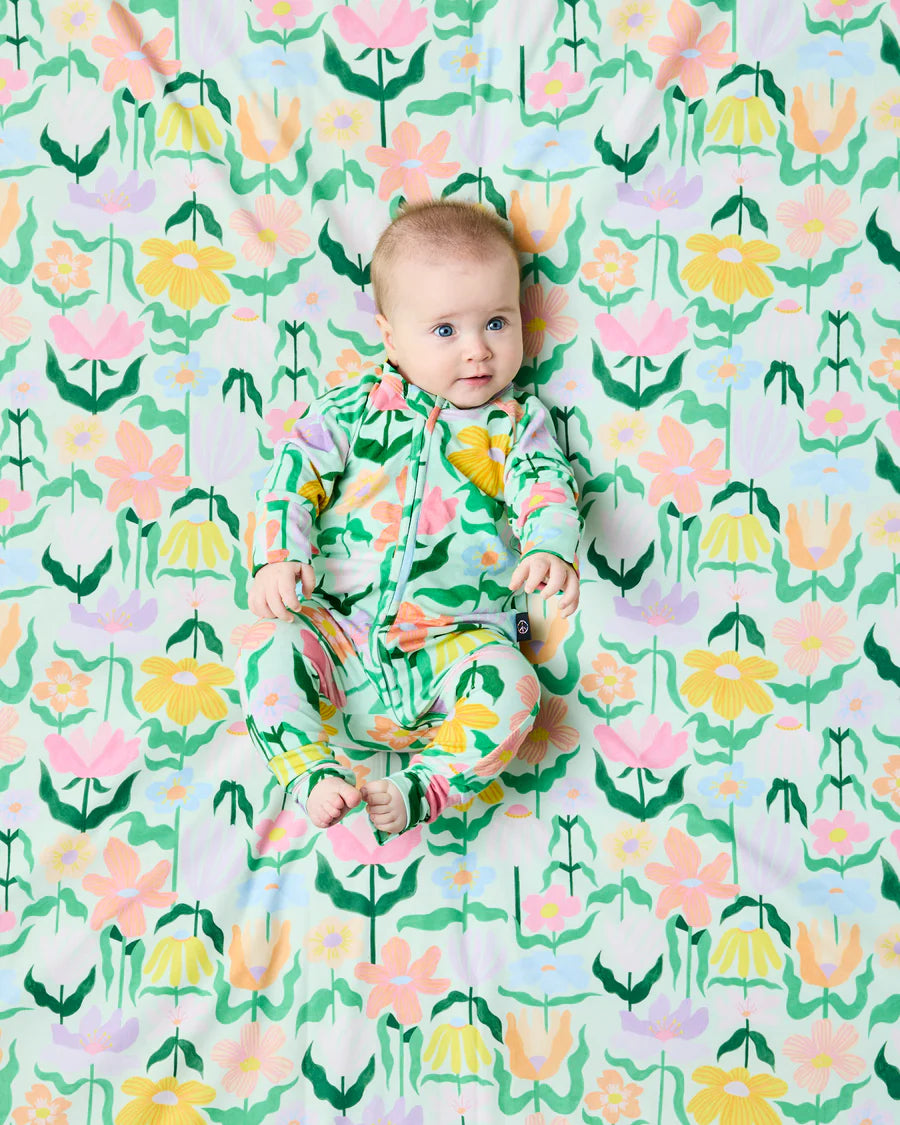 Kip & Co BABY | Popping Flowers Organic Long Sleeve Zip Romper