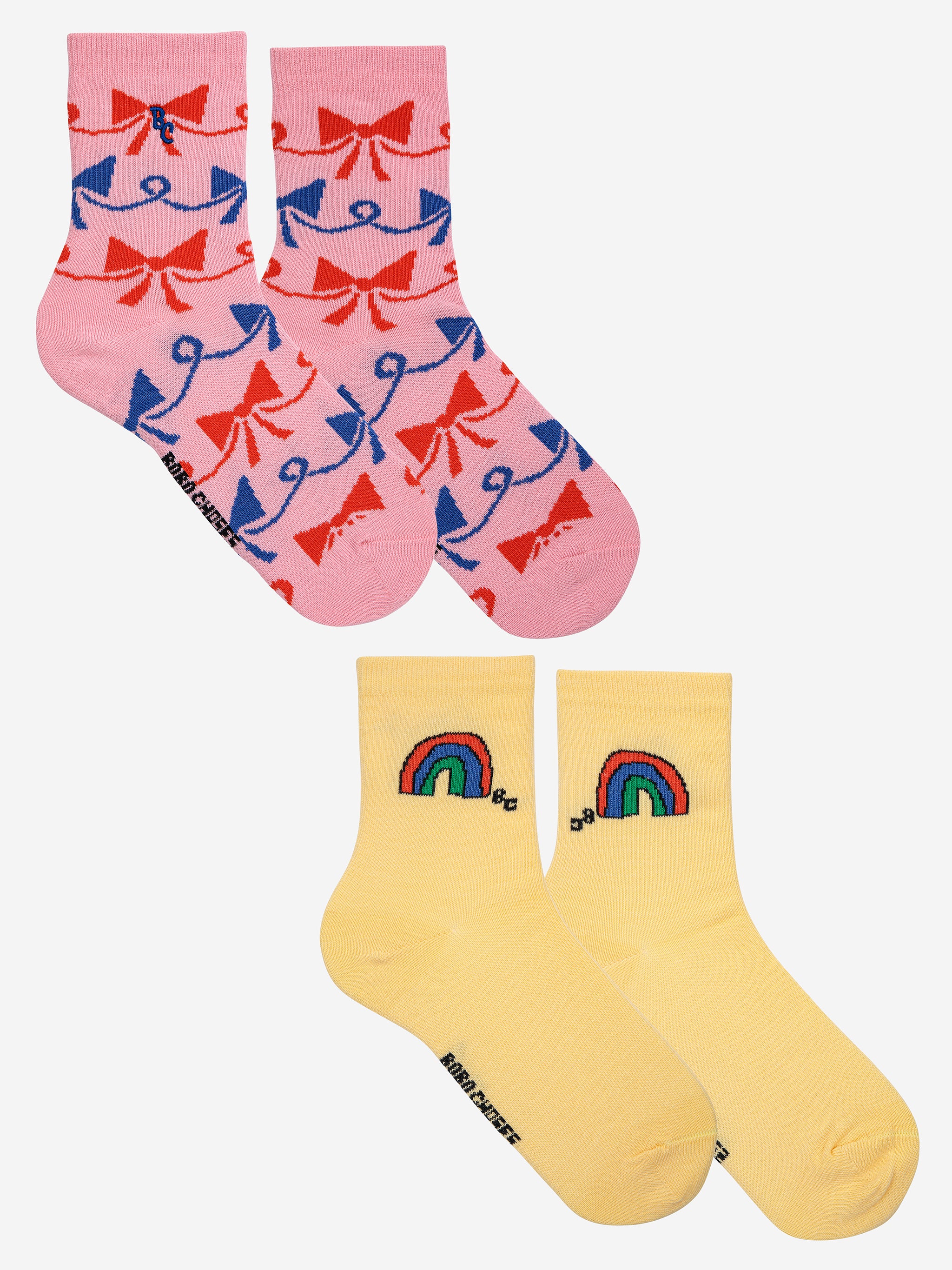 NEW Bobo Choses | Rainbow & Ribbon Bow All Over short socks pack x 2