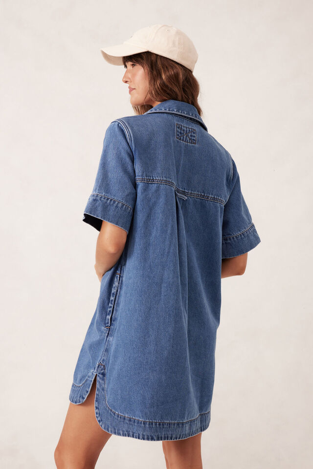 Ceres Life | Relaxed Shirt Dress- Fresh Indigo