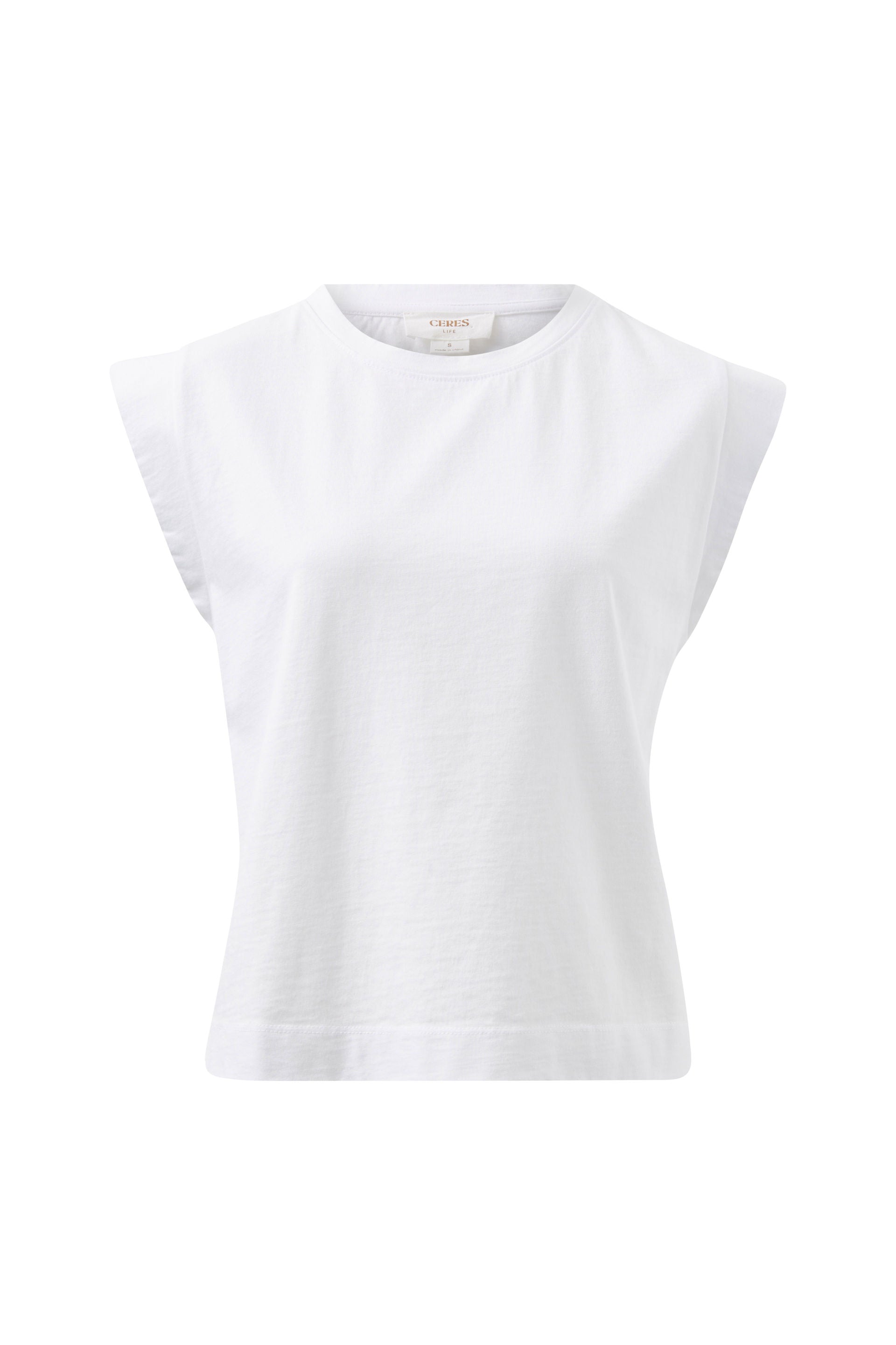 Ceres Life | Esme Extended Shoulder Tee- White