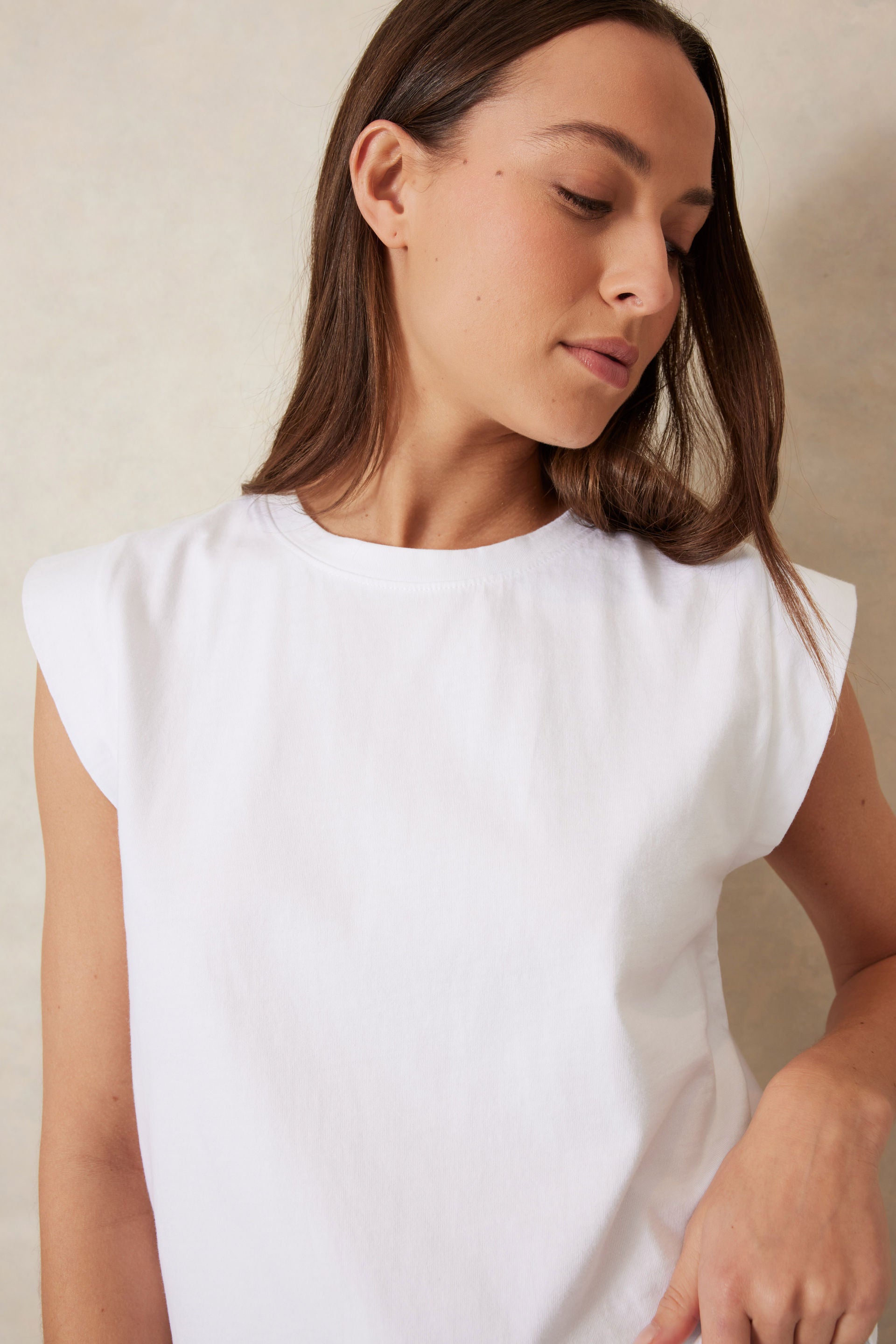 Ceres Life | Esme Extended Shoulder Tee- White