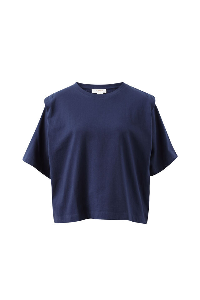 Ceres Life | Rainey Pleat Sleeve Tee- Navy
