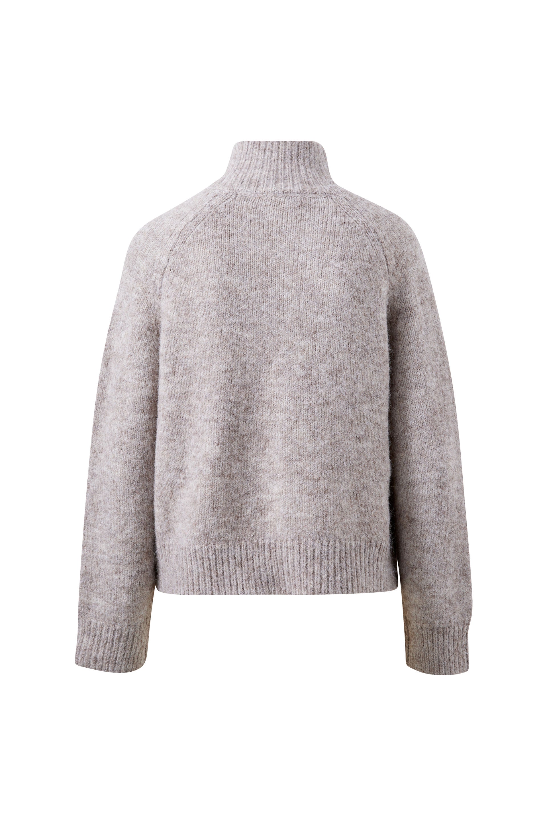 Ceres Life | Riley Funnel Neck Tab Cardi- taupe marle
