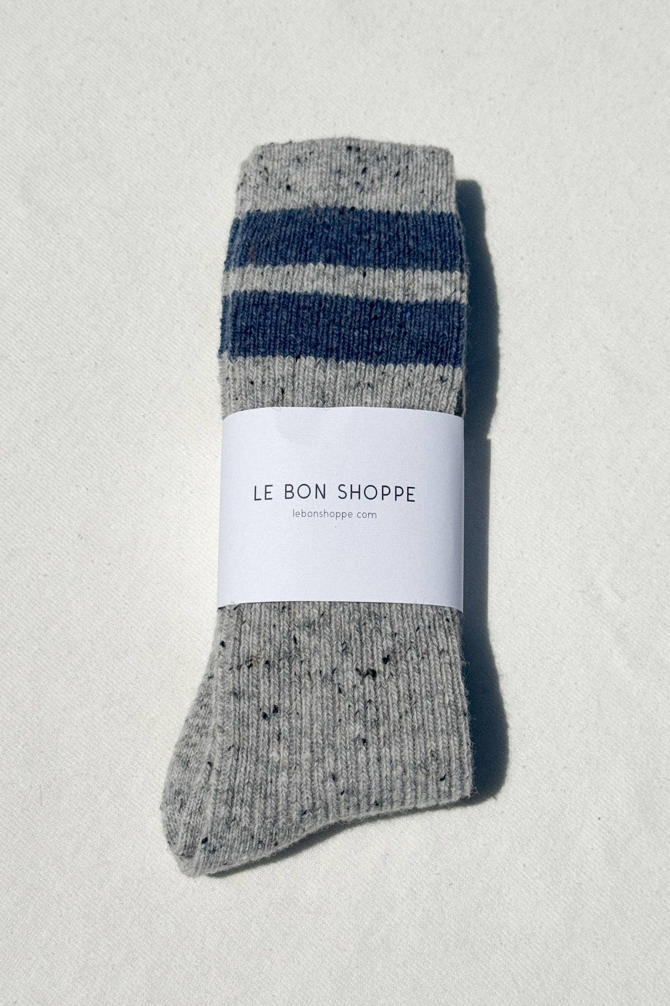 Le Bon Shoppe Snow Varsity Socks in Grey and Blue for cold weather