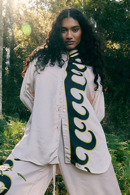 Bohemian Traders | Tide Long Sleeve Satin Shirt - Ecru
