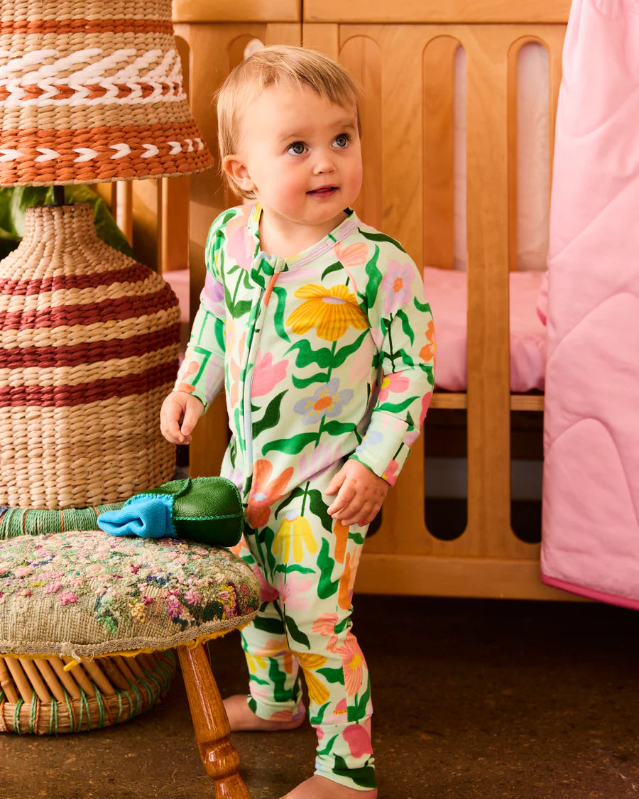 Kip & Co BABY | Popping Flowers Organic Long Sleeve Zip Romper