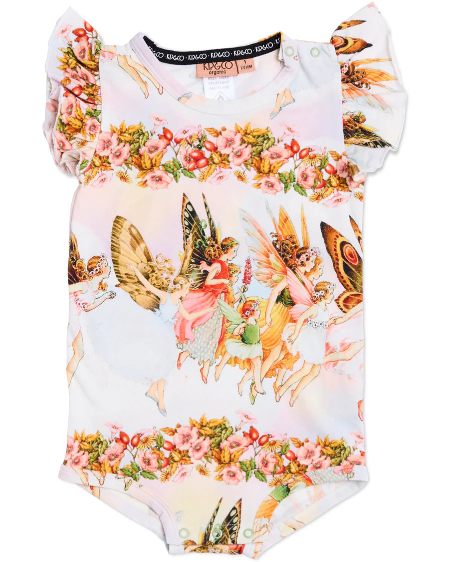 Kip & Co x Fairyland BABY | Fairyland Fairy Friends Forever Organic  Frill Romper