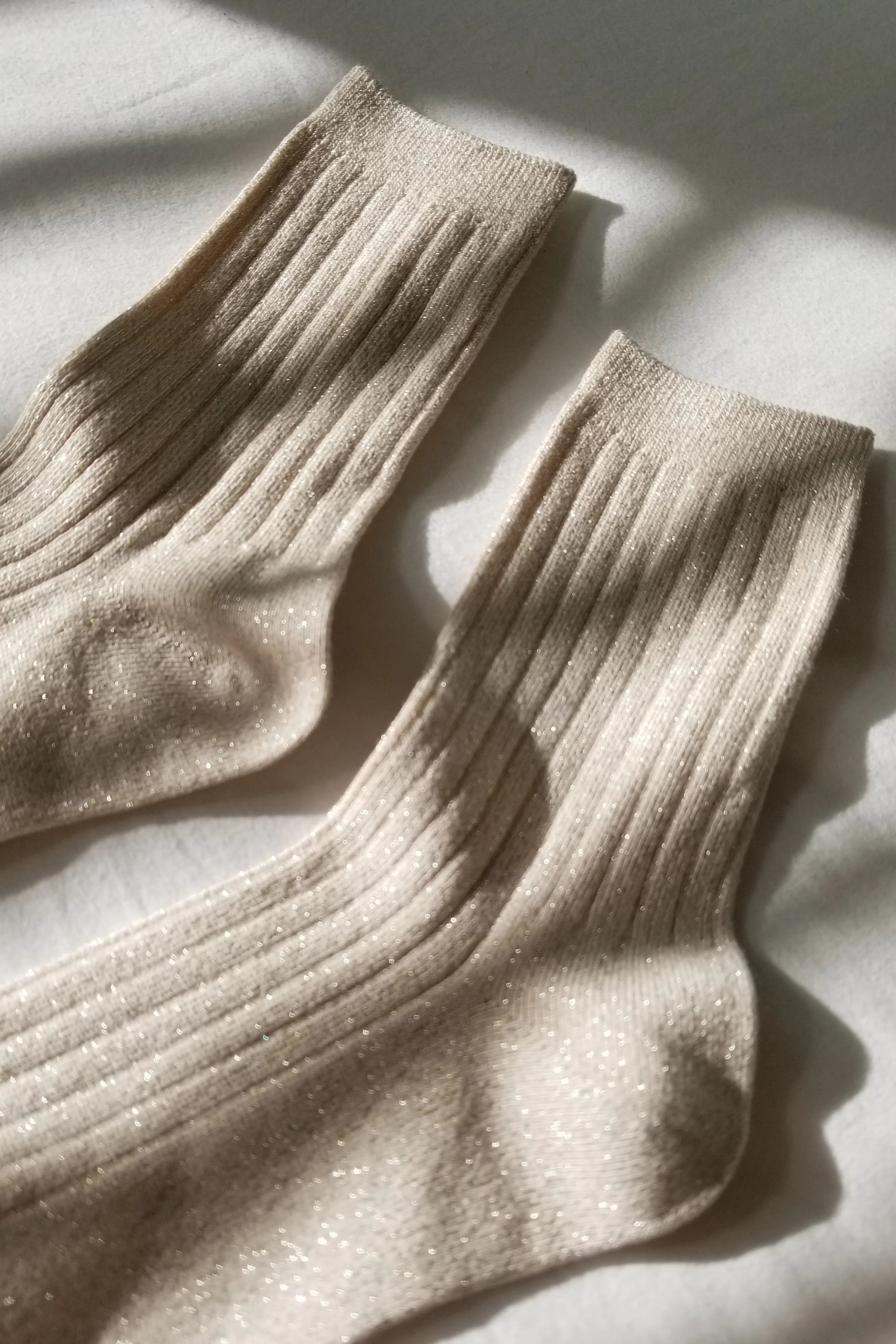 Le Bon Shoppe | Her Socks - Modal Lurex Ivory Gold Sparkle