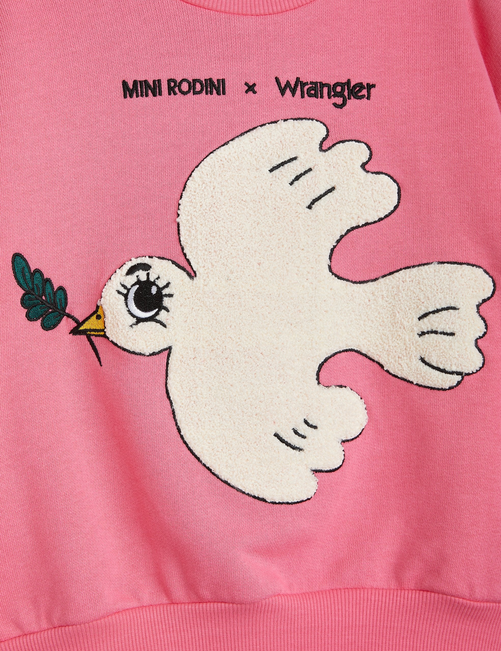 Mini Rodini X Wrangler | Peace dove chenille sweatshirt Pink