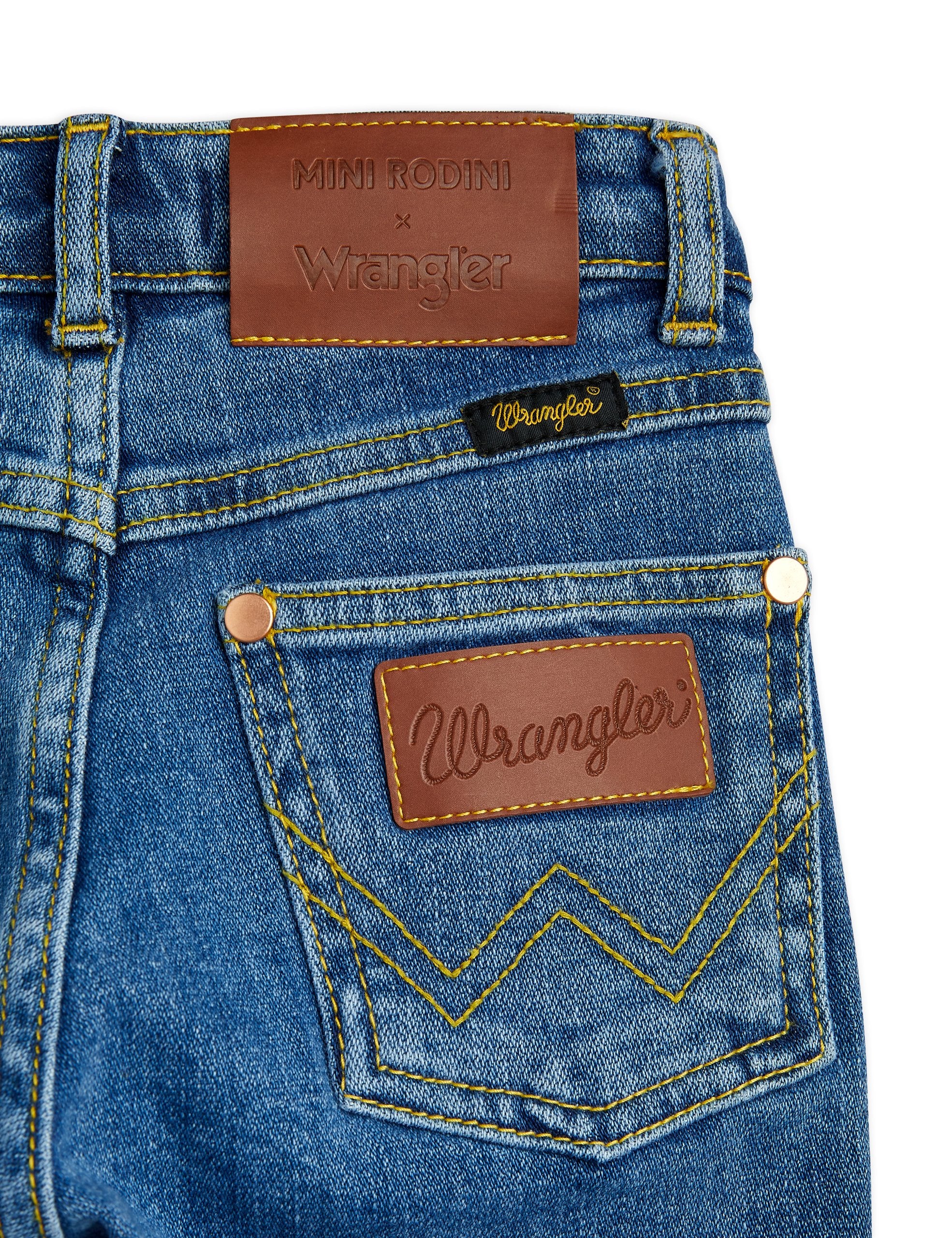 Mini Rodini X Wrangler | Peace dove denim flared jeans