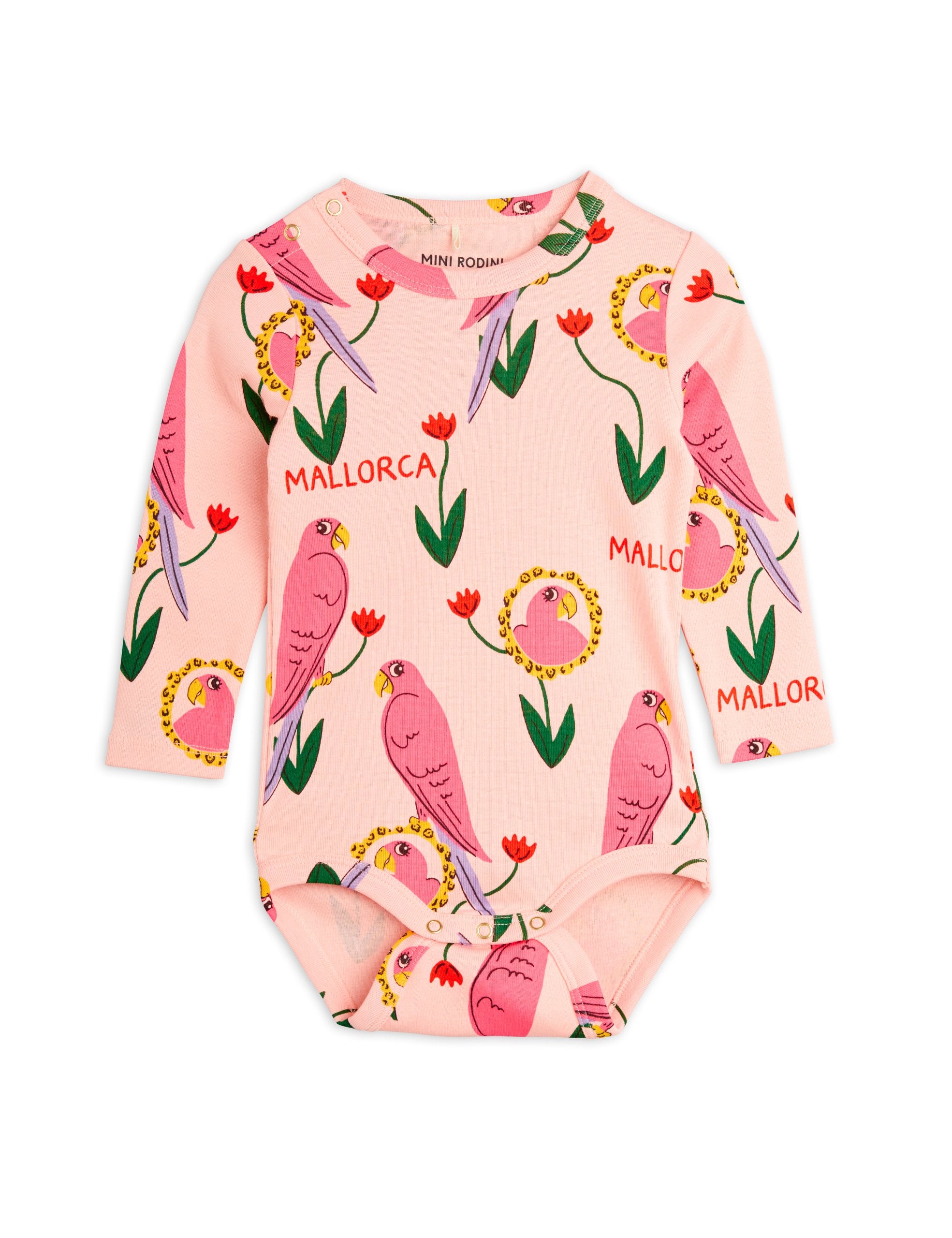 Mini Rodini BABY | Parrots aop ls body