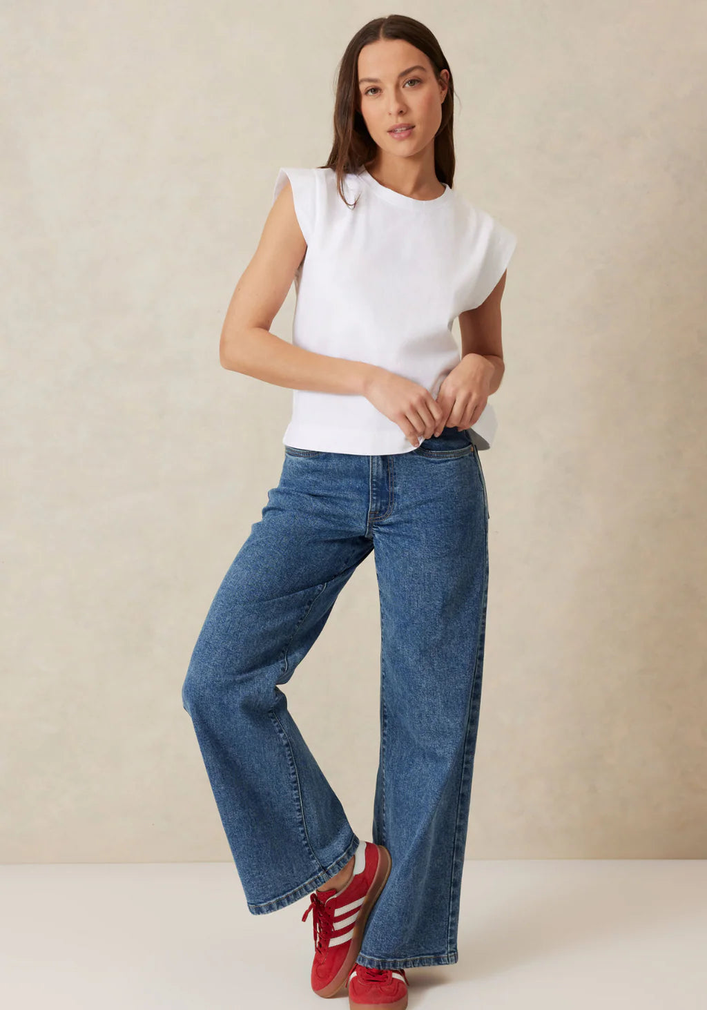 Ceres Life | Esme Extended Shoulder Tee- White