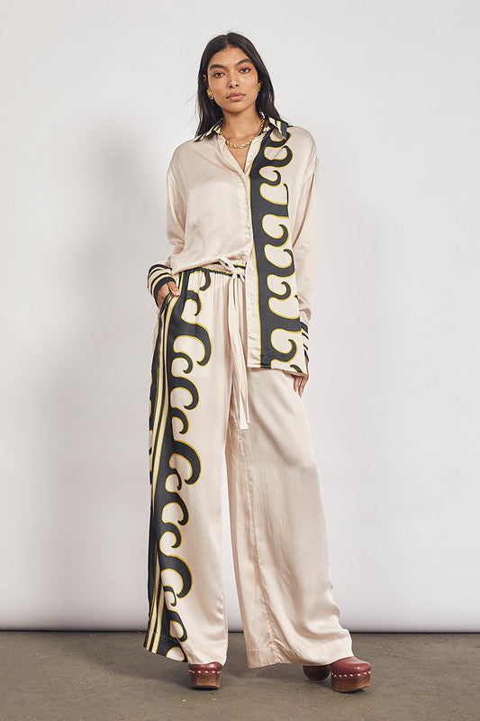 Bohemian Traders | Tide Long Sleeve Satin Shirt - Ecru