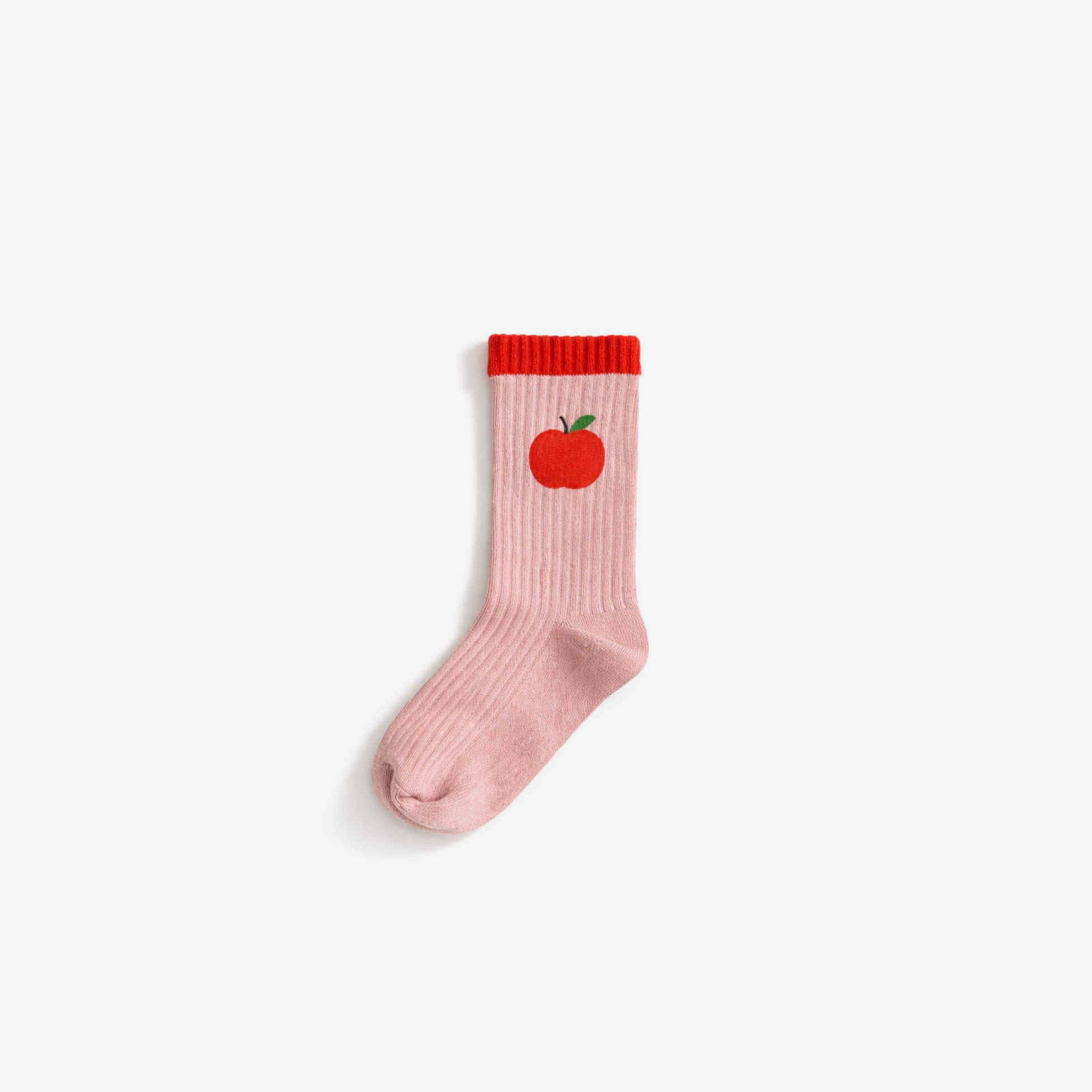 The Rest Organic Cotton Knit Socks in Apple — front view flat lay
