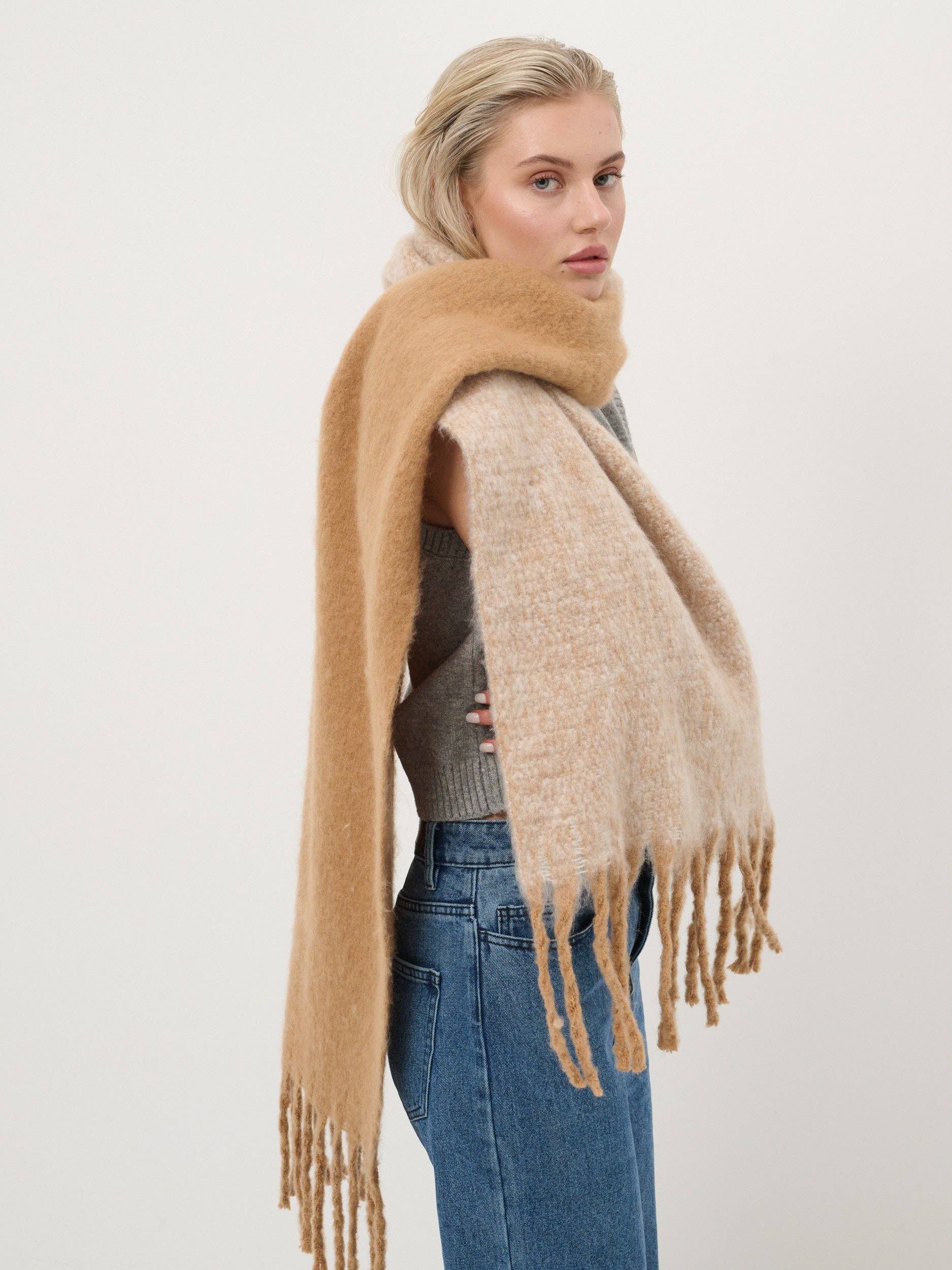 Angels Whisper | Caramel Duotone Fluffy Scarf
