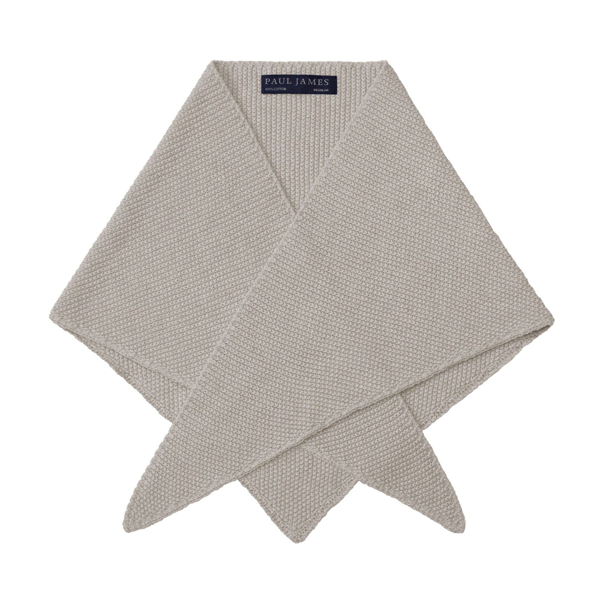 Paul James Knitwear | Cotton Textured Neckerchief- Oatmeal