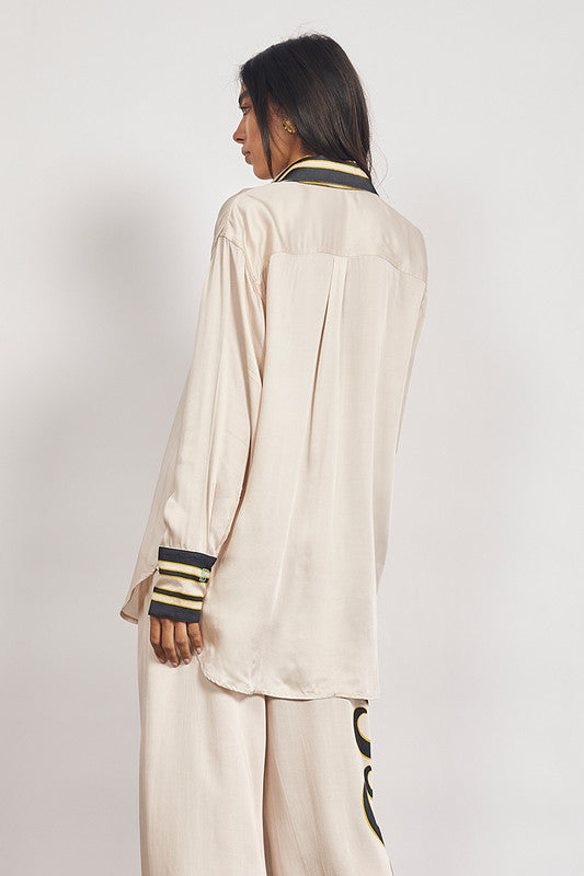 Bohemian Traders | Tide Long Sleeve Satin Shirt - Ecru