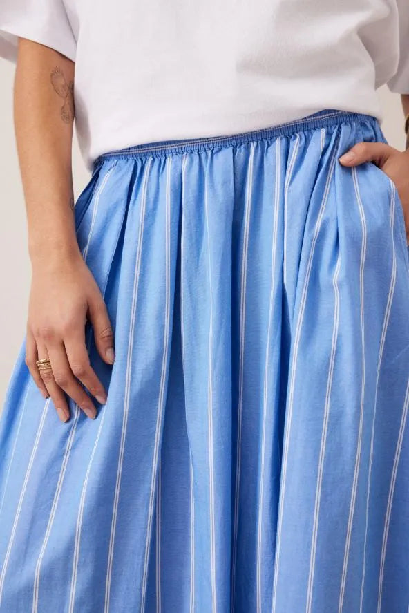 Ceres Life | Florence Maxi Skirt- Oxford blue white stripe