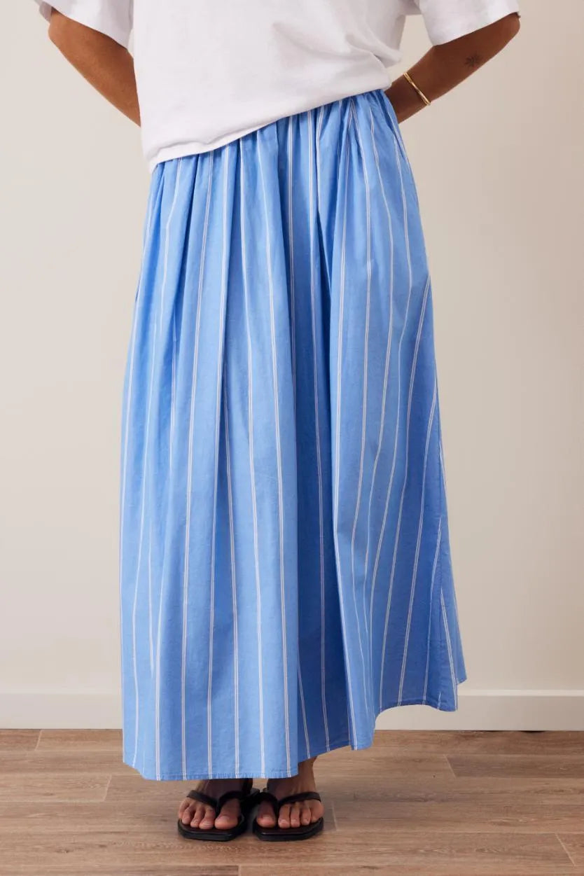 Ceres Life | Florence Maxi Skirt- Oxford blue white stripe