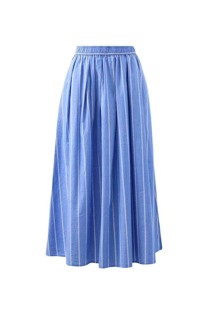 Ceres Life - Florence Maxi Skirt in Oxford Blue White Stripe — product detail shot