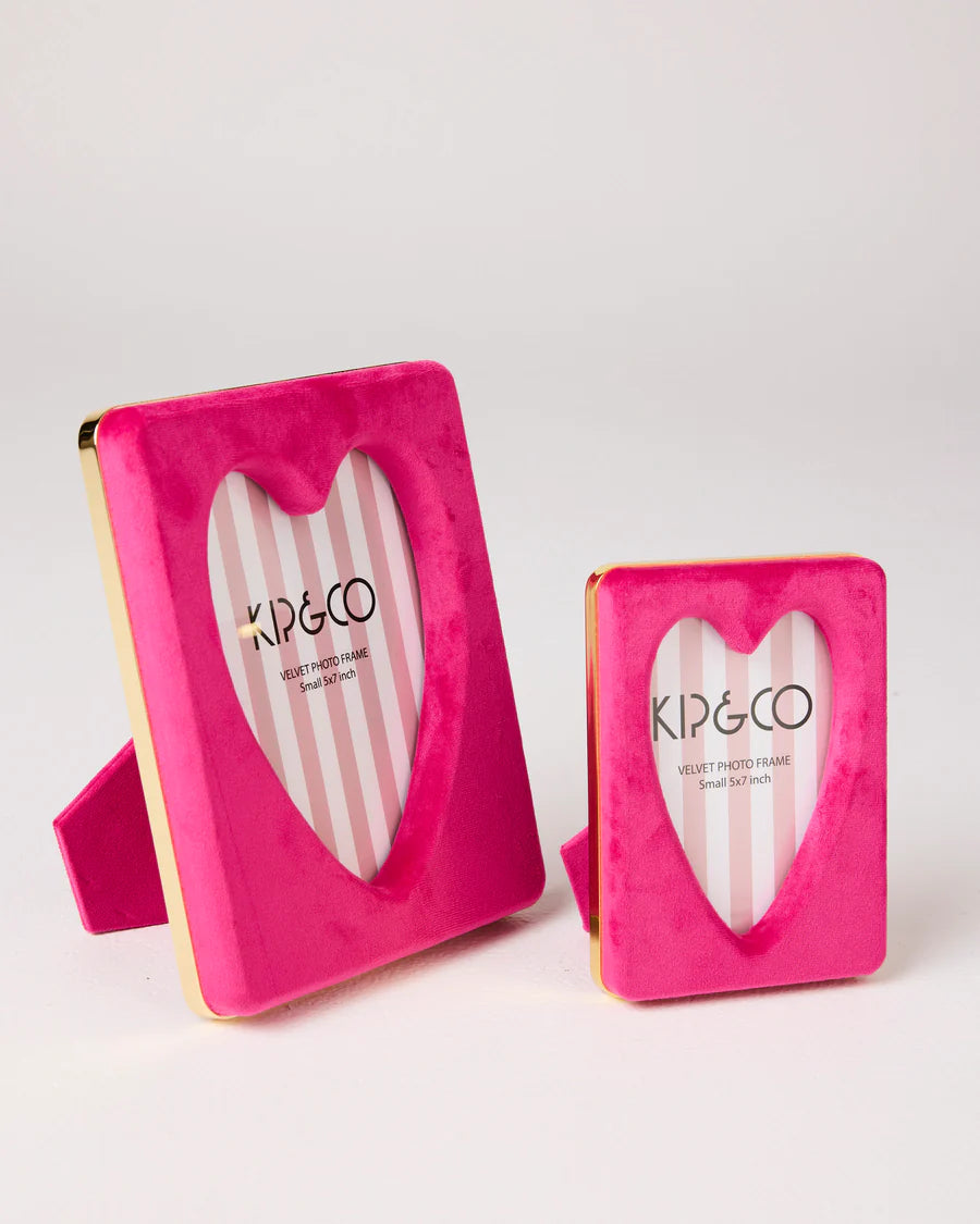 Kip & Co HOME  | Desert Pink Heart Velvet Photo Frame 6 x 8"