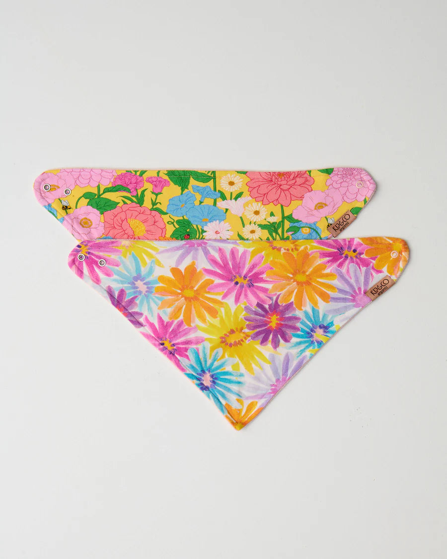 Kip & Co BABY | Flower Power Organic Cotton Dribble Bib Set