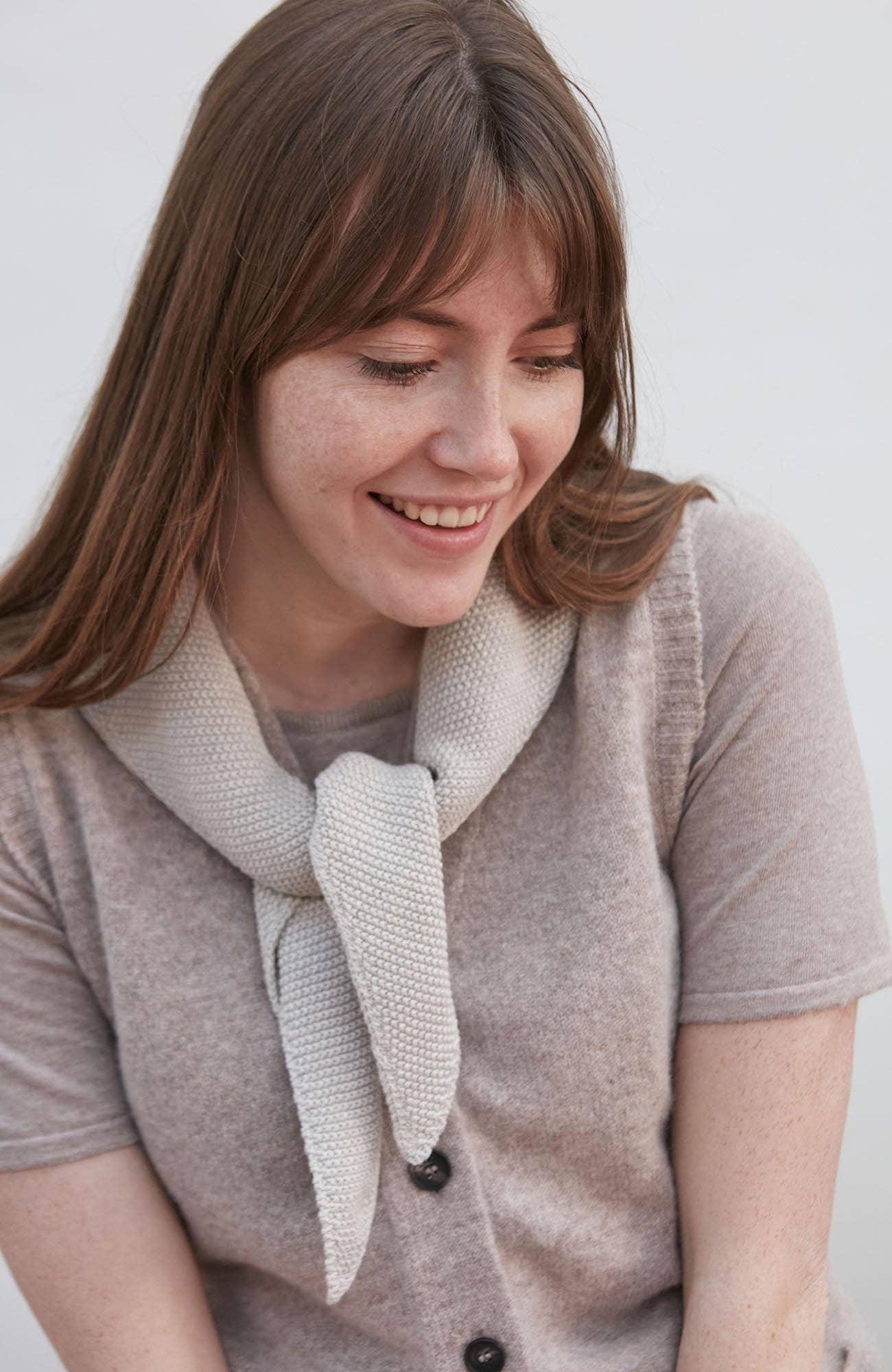 Paul James Knitwear | Cotton Textured Neckerchief- Oatmeal