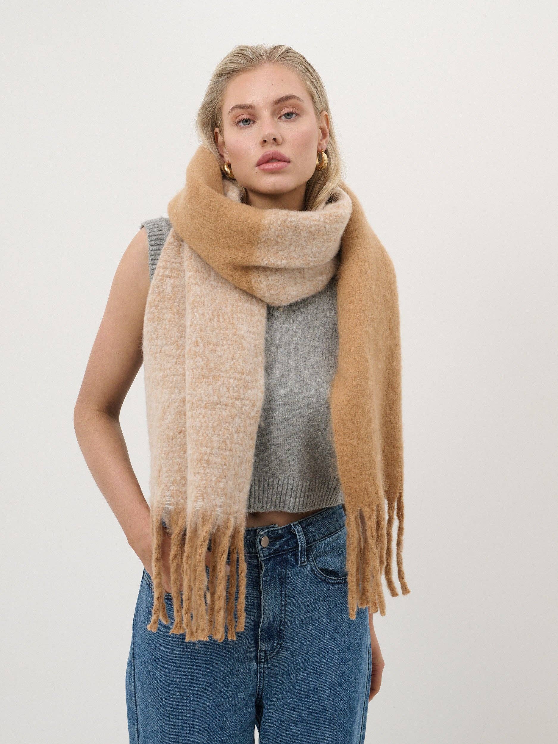 Angels Whisper | Caramel Duotone Fluffy Scarf