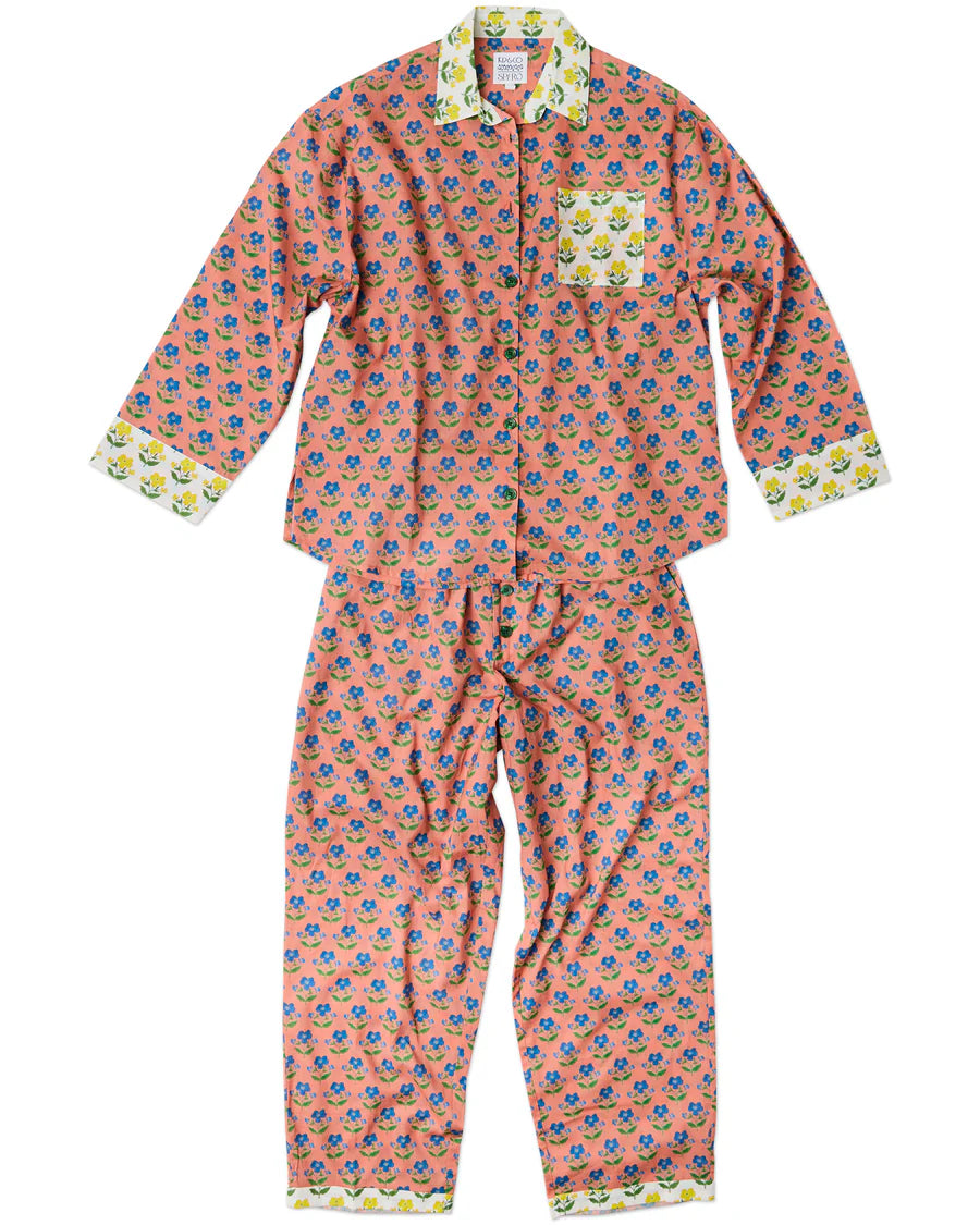 Kip & Co x Anna Spiro LADIES | Indian Summer Rose Organic Cotton Long Sleeve Pyjama Set