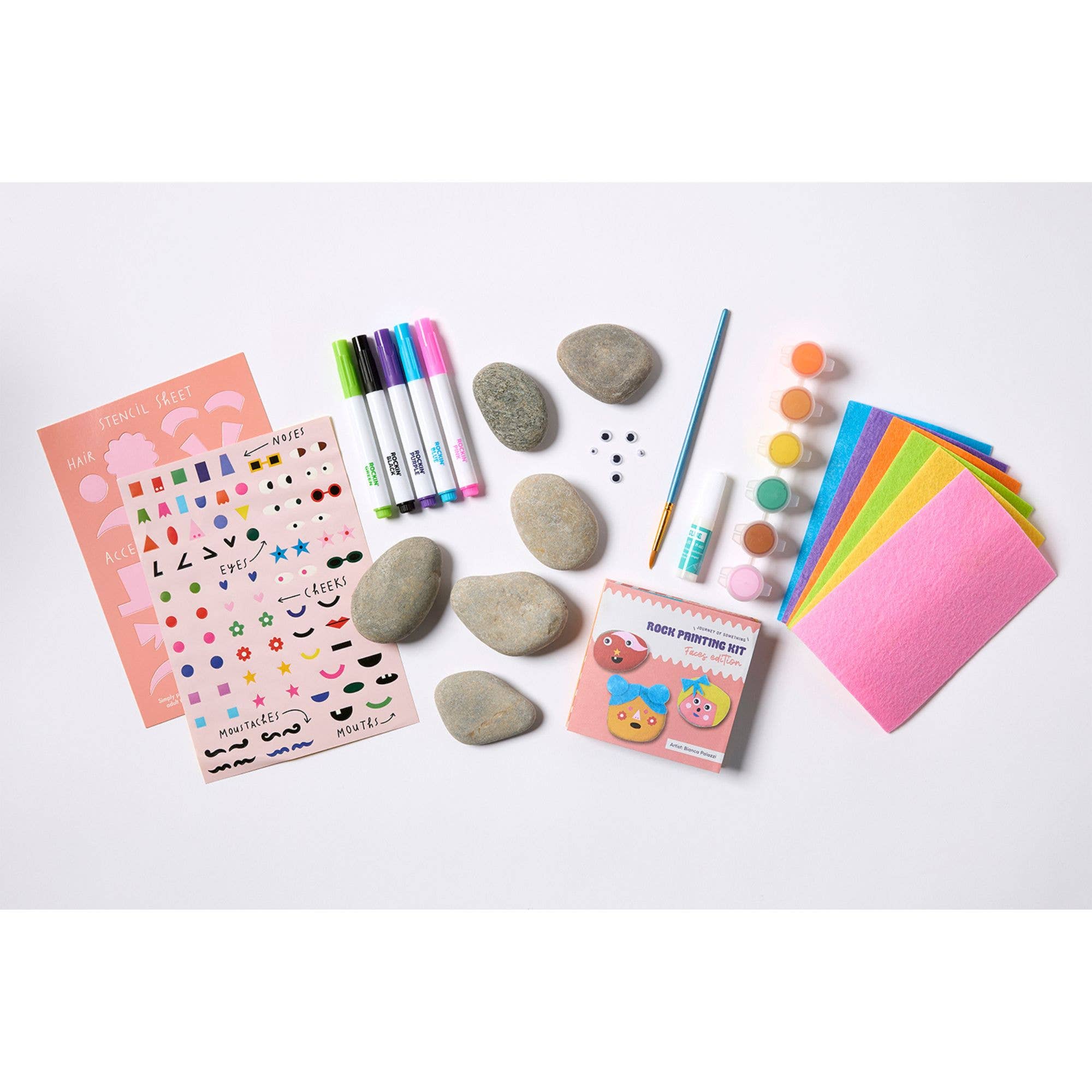 Journey Of Something | Kids Rock Painting Kit - Cool Faces