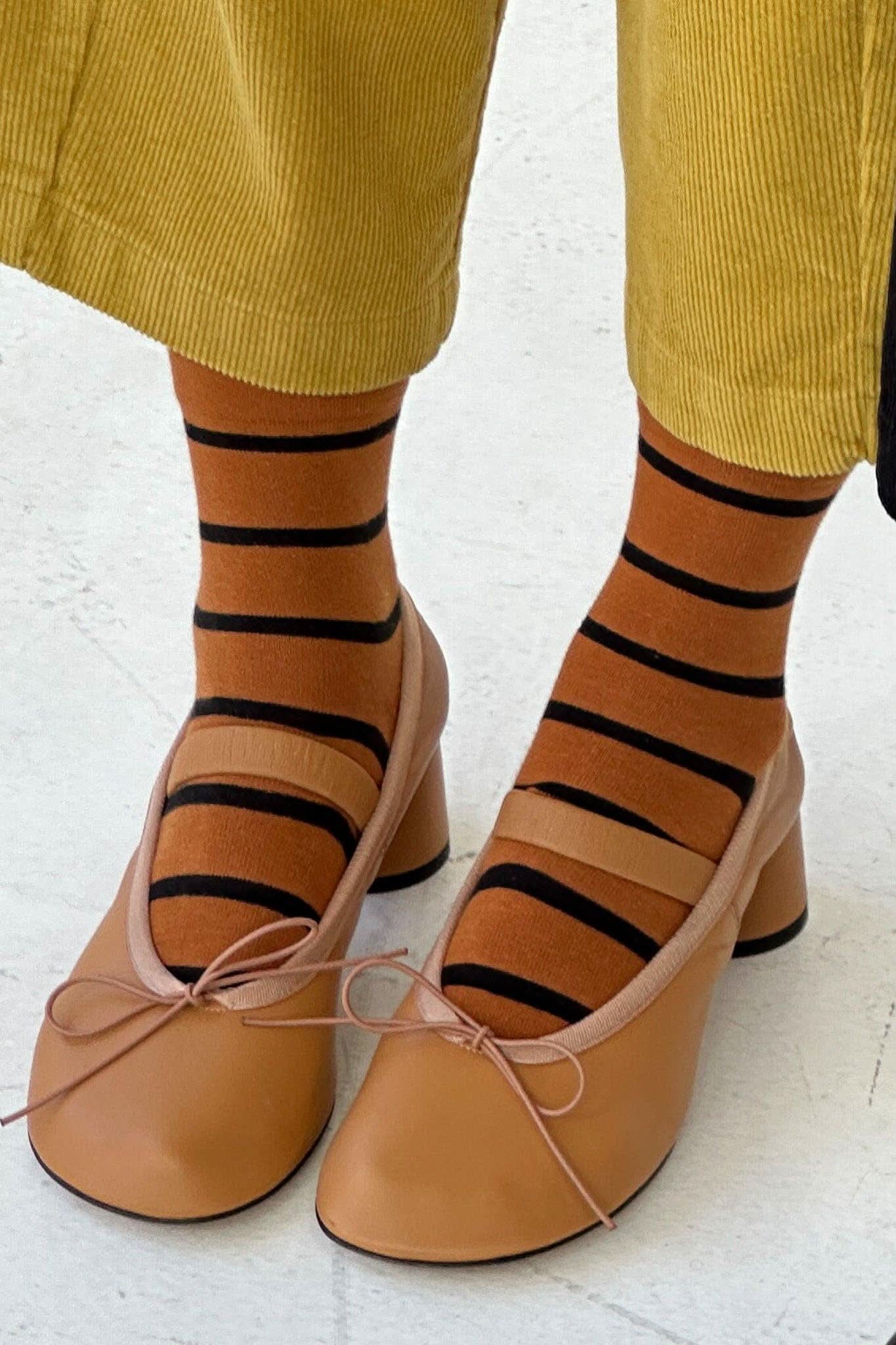 Le Bon Shoppe | Wally Socks Camel Stripe