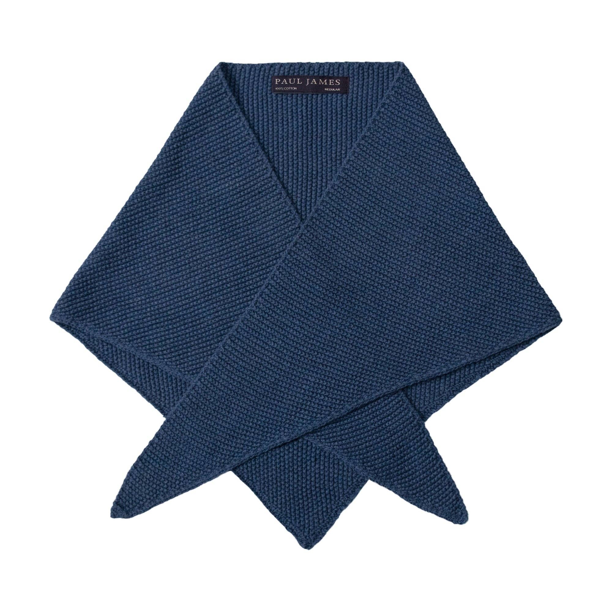 Paul James Knitwear | Cotton Textured Neckerchief- Blue Melange