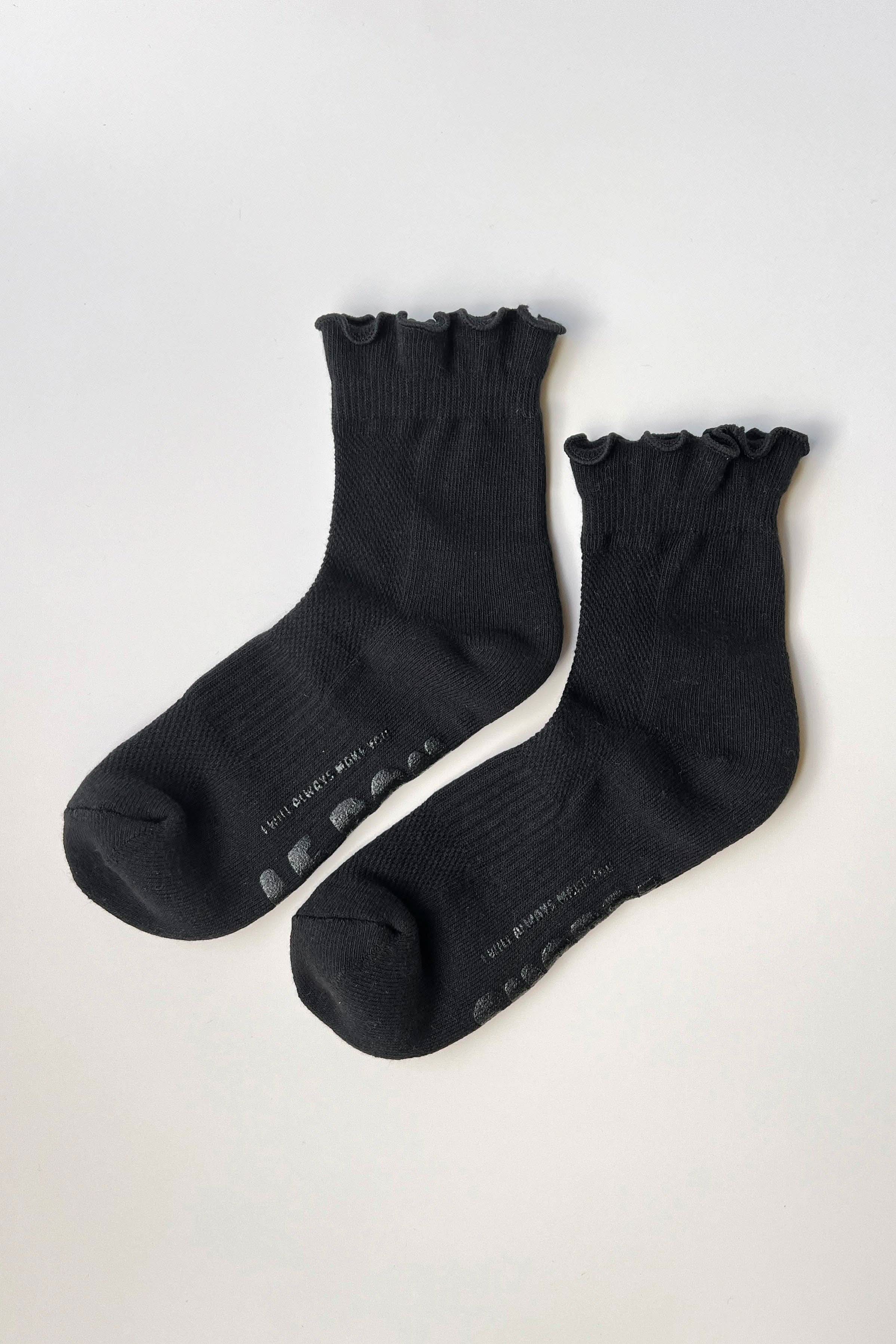Le Bon Shoppe | Ruffled Hugger Crew Socks Black