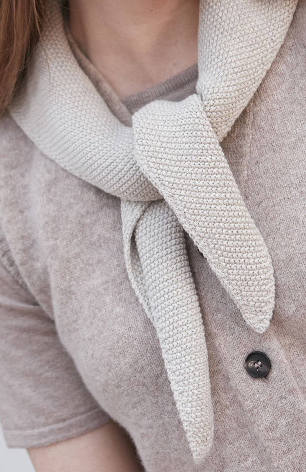 Paul James Knitwear | Cotton Textured Neckerchief- Oatmeal