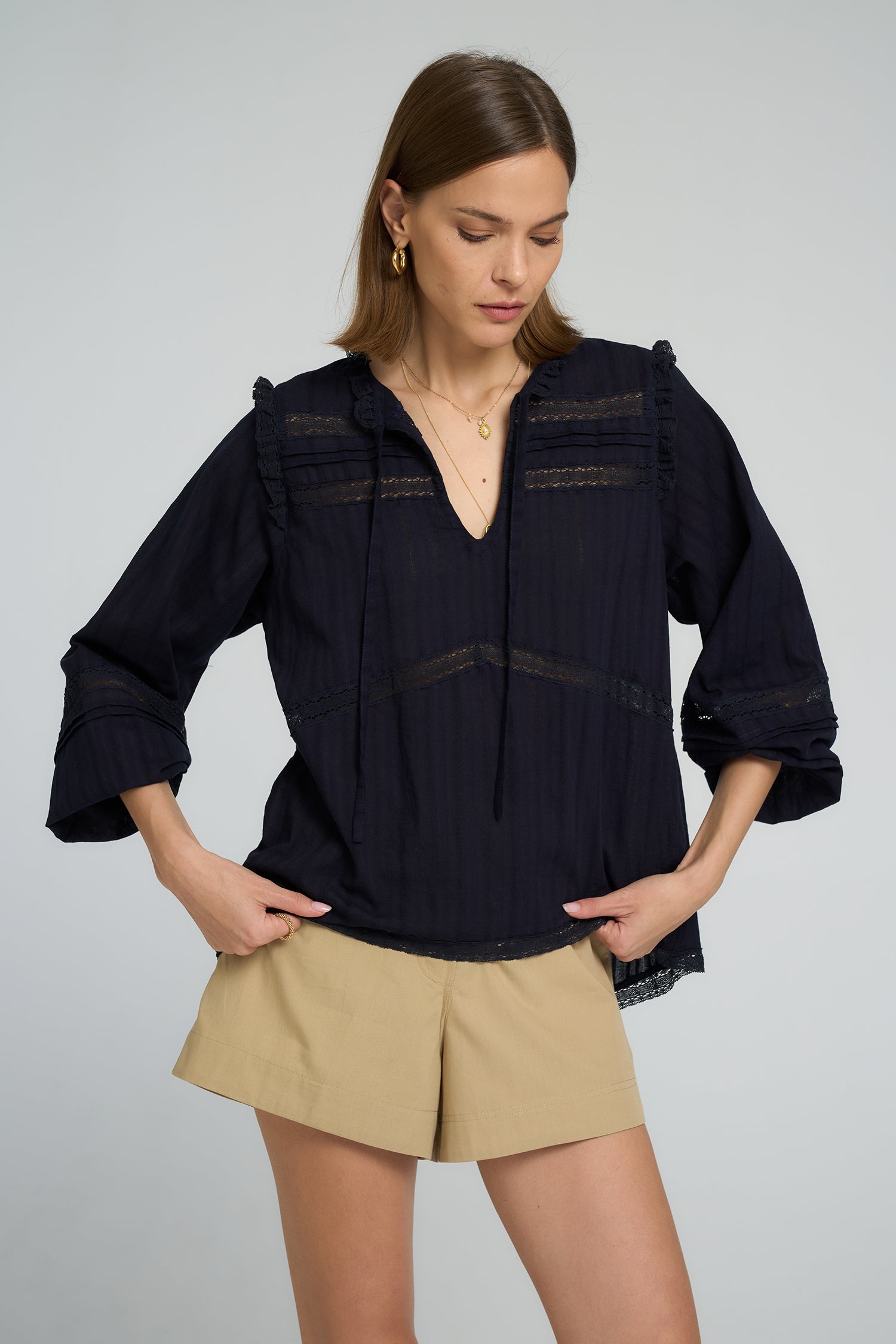 Lilya | Azalea Lace Top - navy