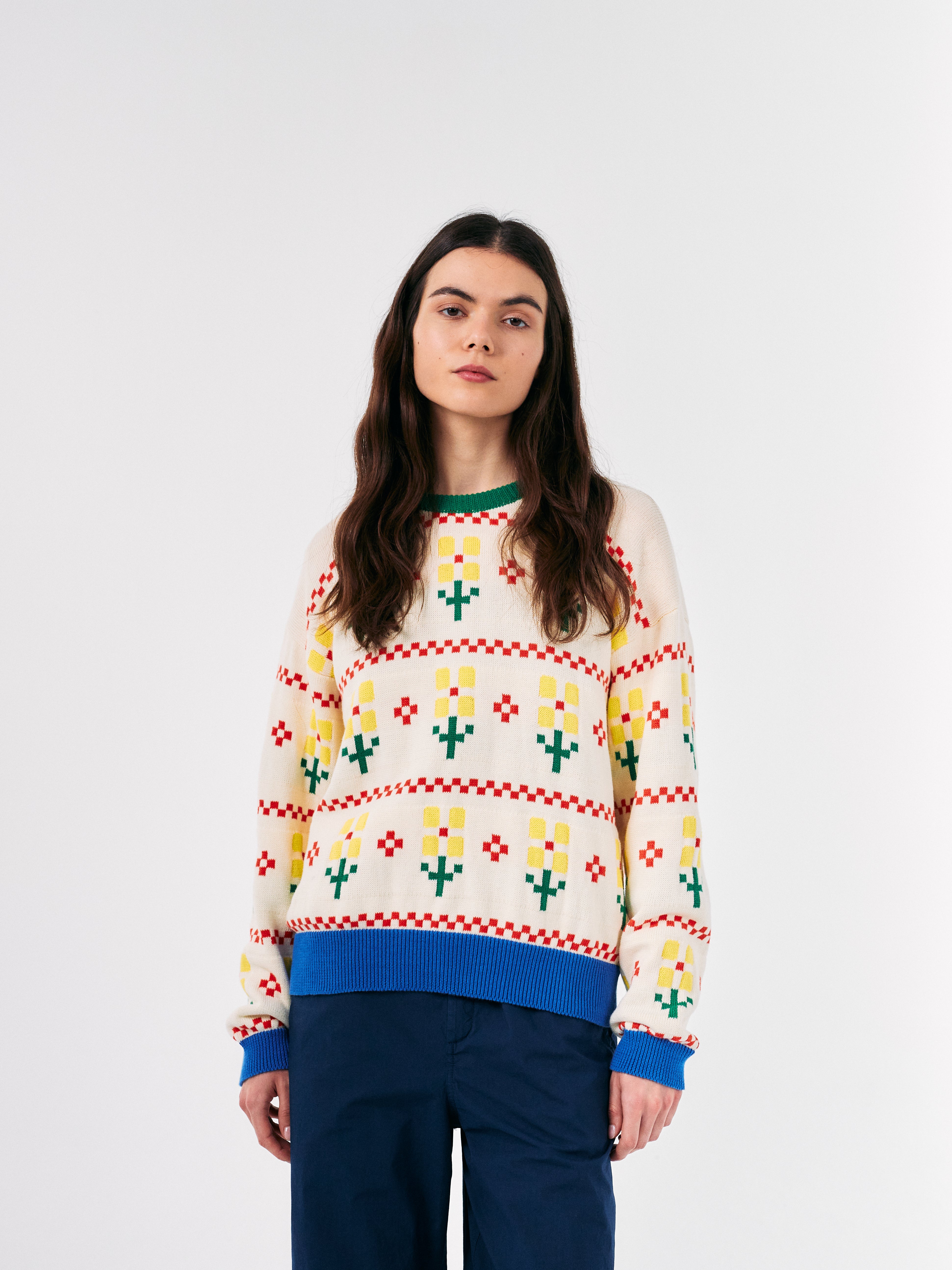 Bobo Choses WOMAN | Pixel Flower colour block jumper
