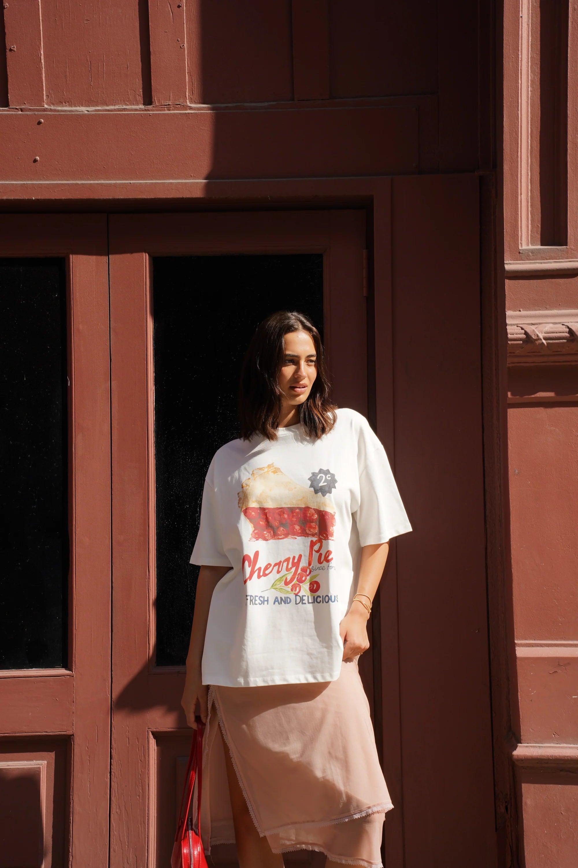 Maku | Cherry Pie Oversize Tee- White
