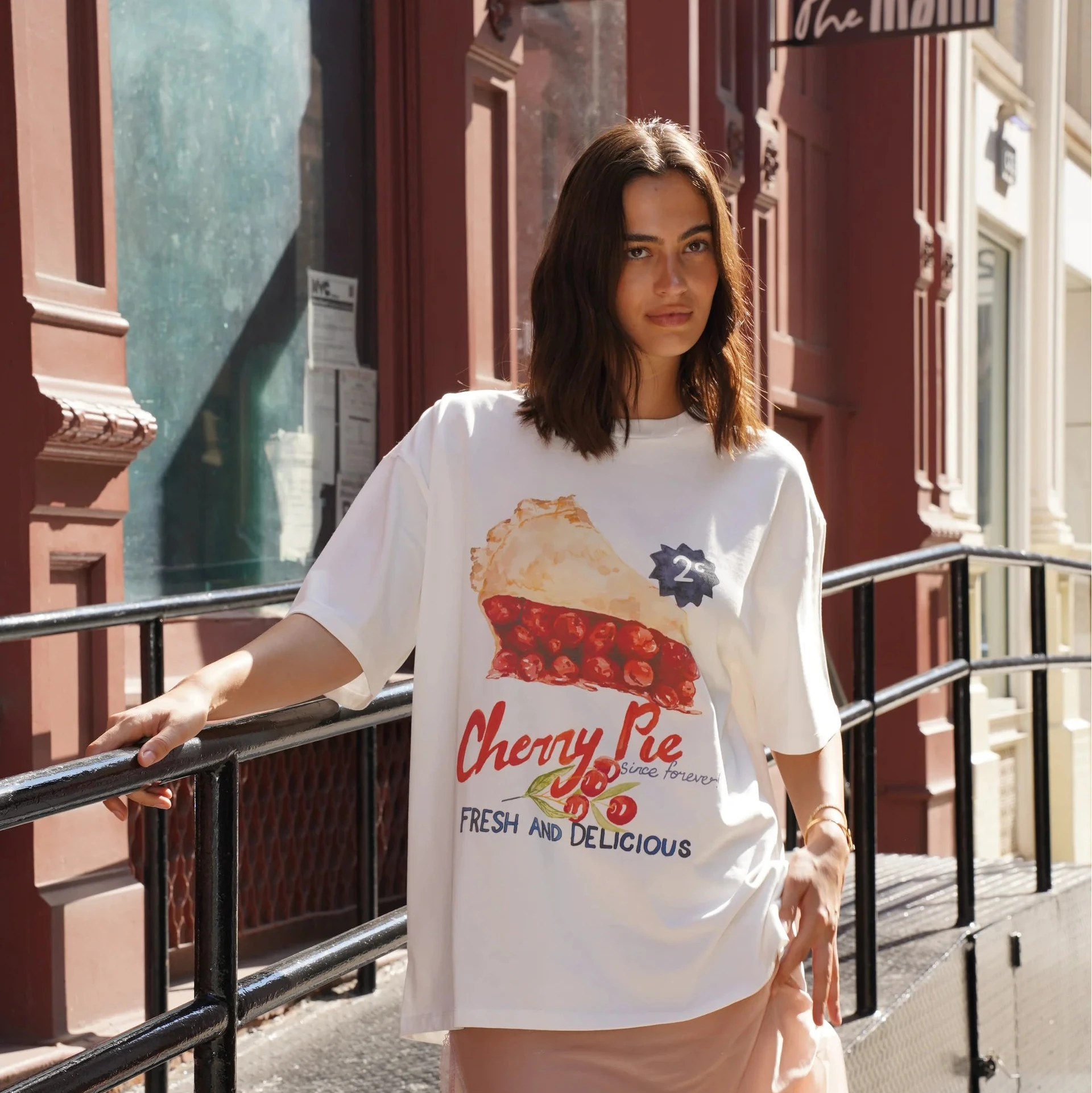 Maku | Cherry Pie Oversize Tee- White