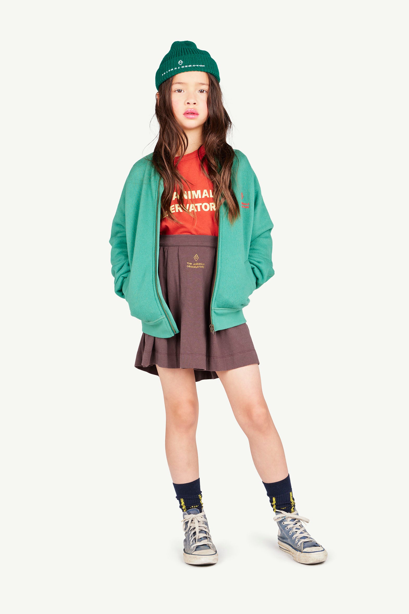 The Animals Observatory | Zebra Full-Zip Sweatshirt- Green
