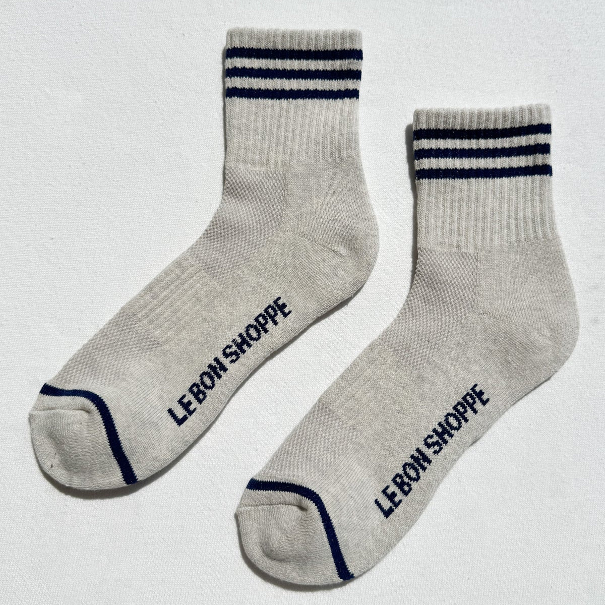 Le Bon Shoppe Girlfriend Socks, cotton-blend crew sock in nautical Sailor stripe