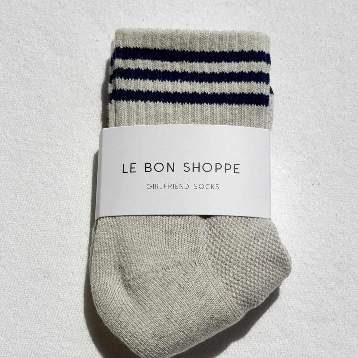Le Bon Shoppe Girlfriend Socks in Sailor, triple contrast stripe crew sock