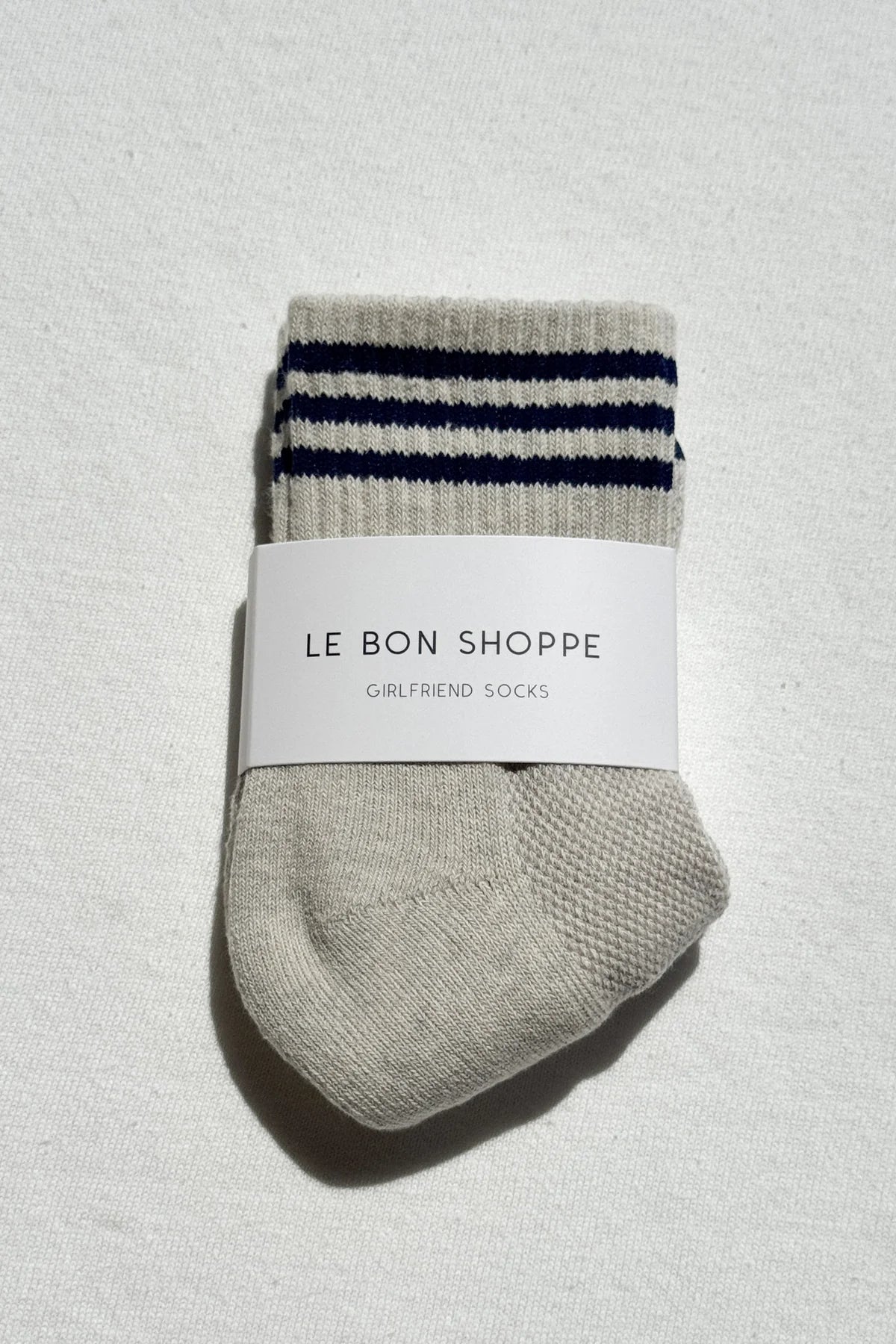 Le Bon Shoppe Girlfriend Socks in Sailor, triple contrast stripe crew sock