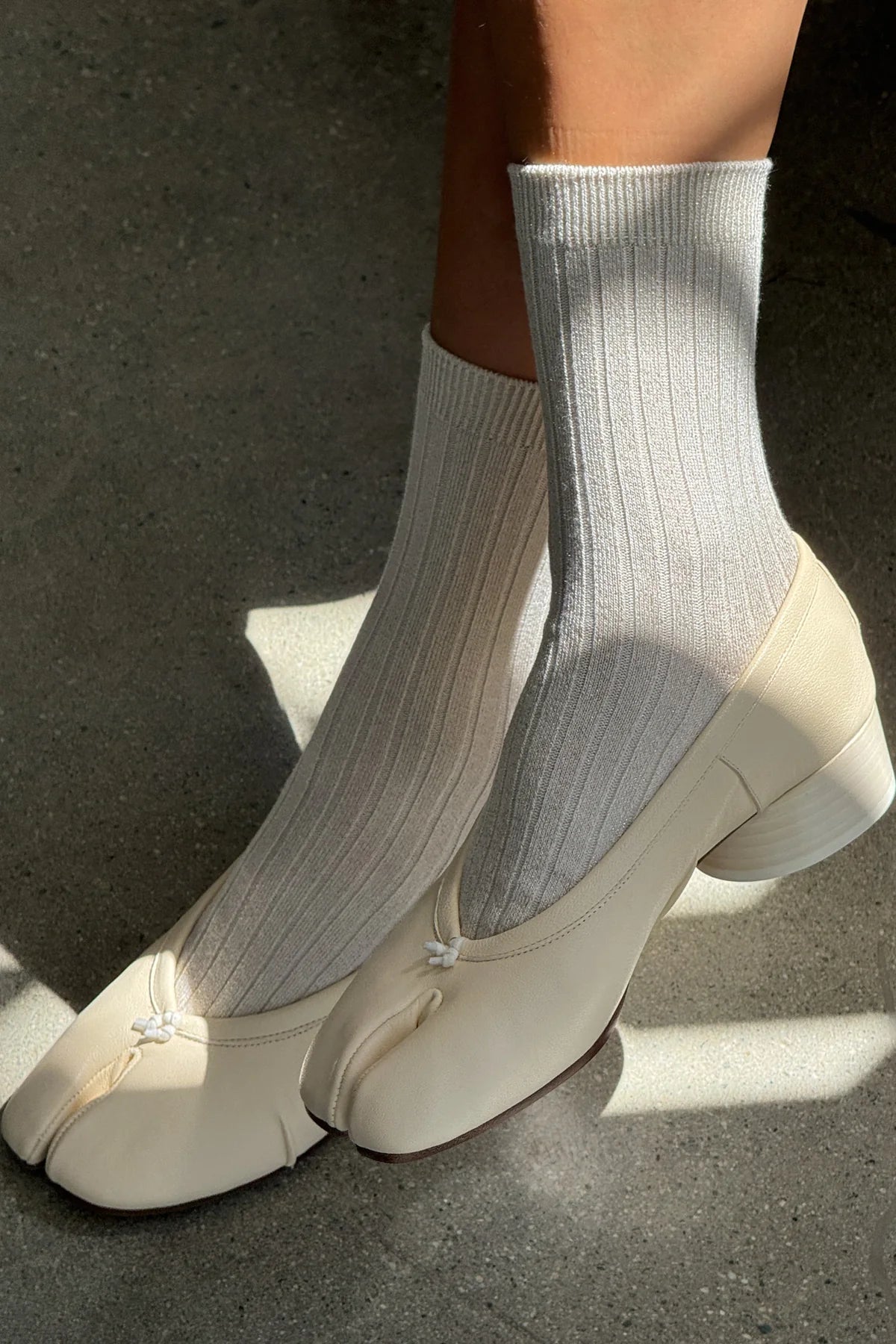 Le Bon Shoppe | Her Socks - Modal Lurex Ivory Gold Sparkle