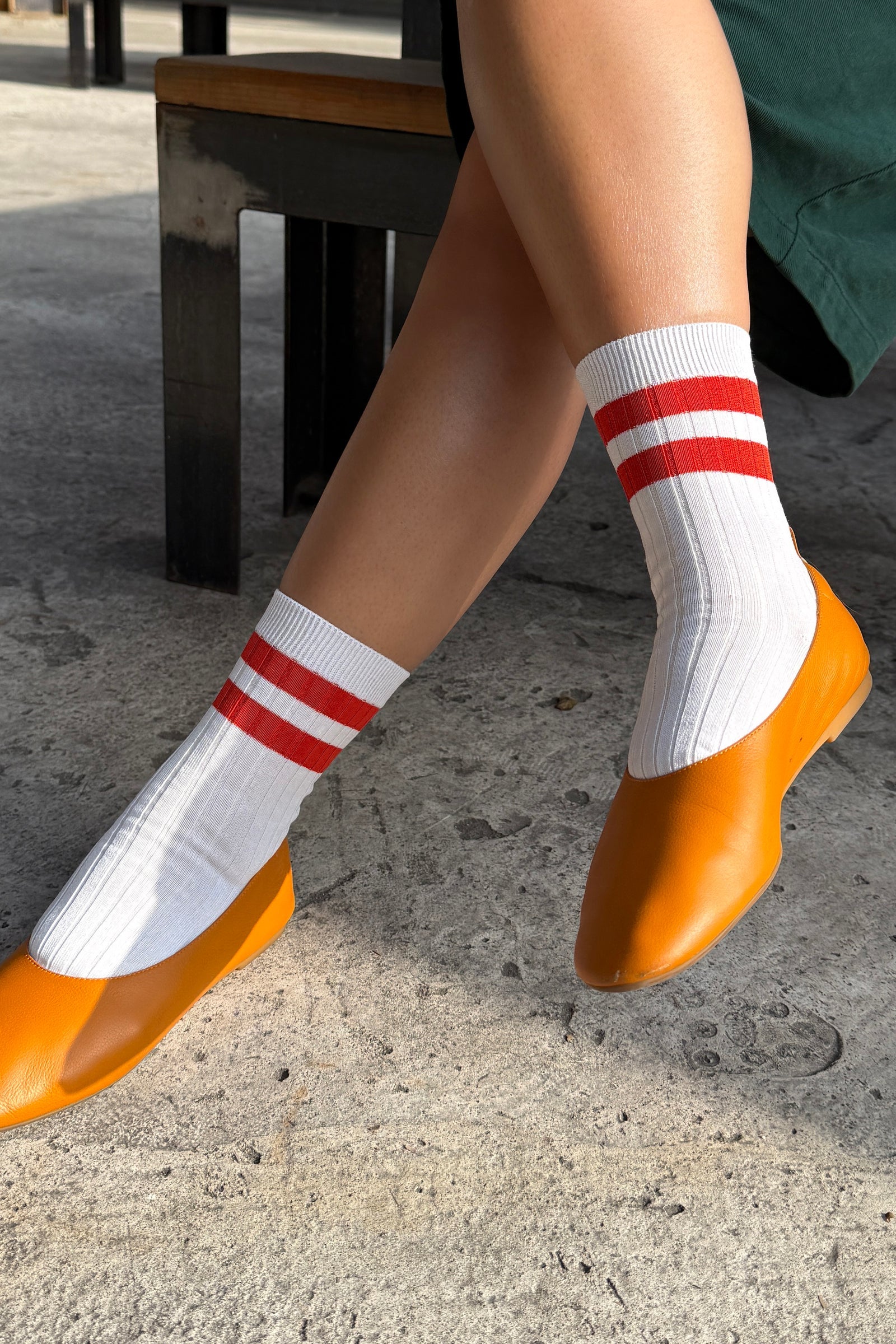 Le Bon Shoppe | Her Varsity Socks- White/Coral
