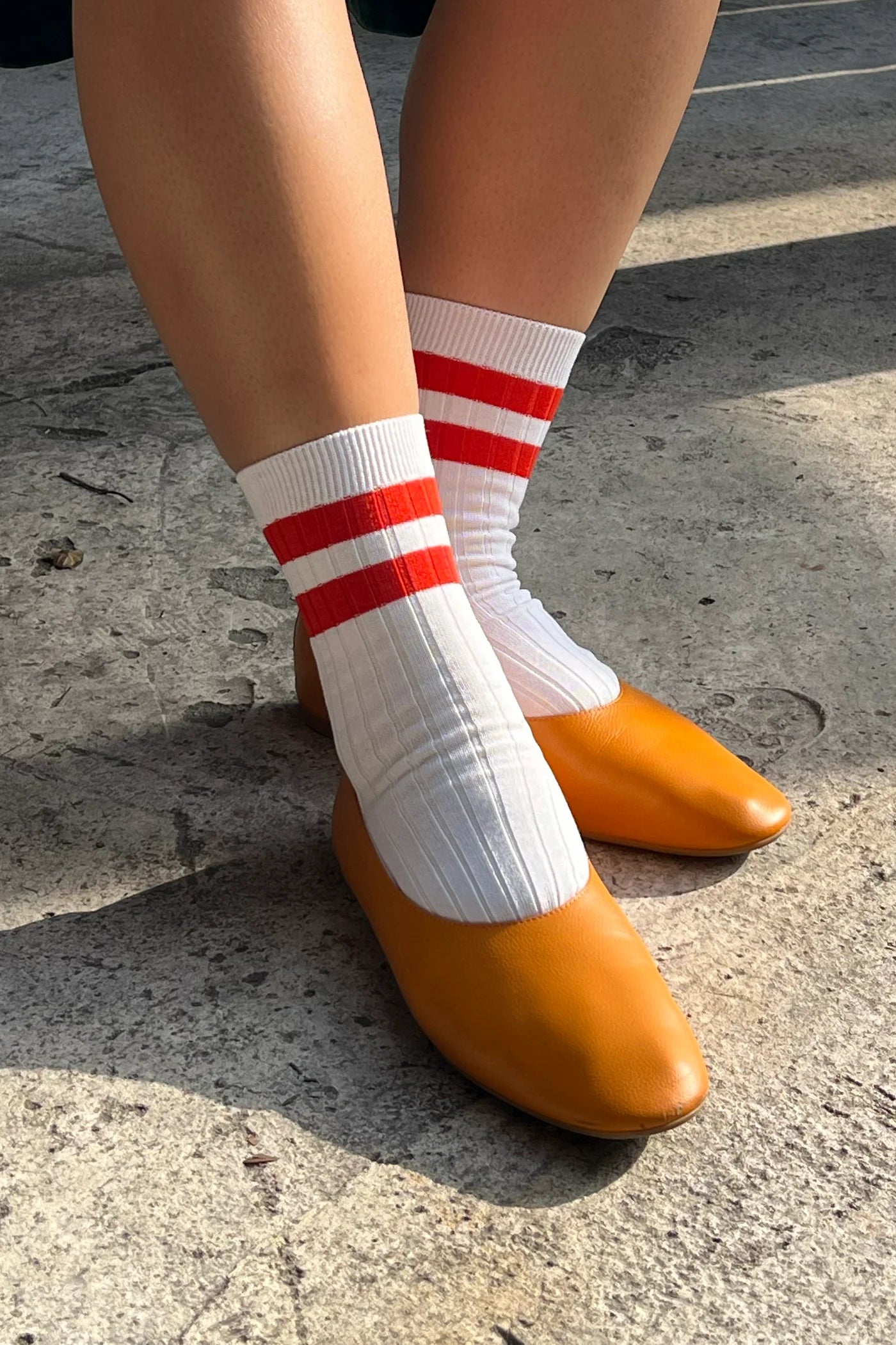 Le Bon Shoppe | Her Varsity Socks- White/Coral