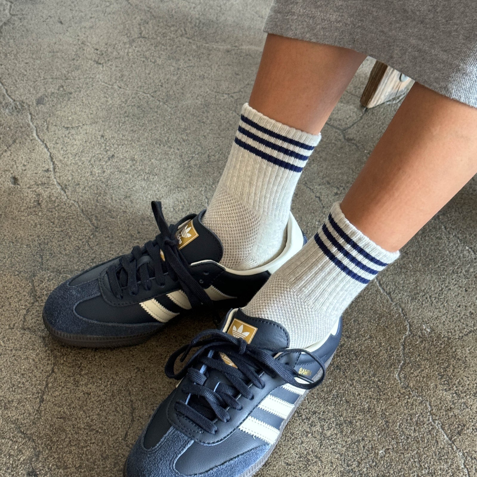 Sailor colourway crew socks with contrast stripe by Le Bon Shoppe