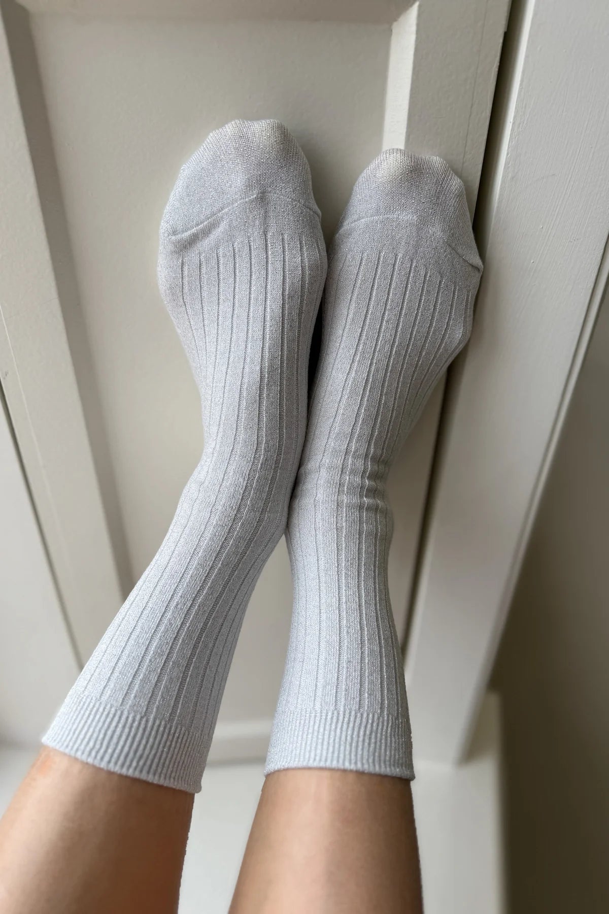Le Bon Shoppe | Her Socks - Modal Lurex Snow White Sparkle