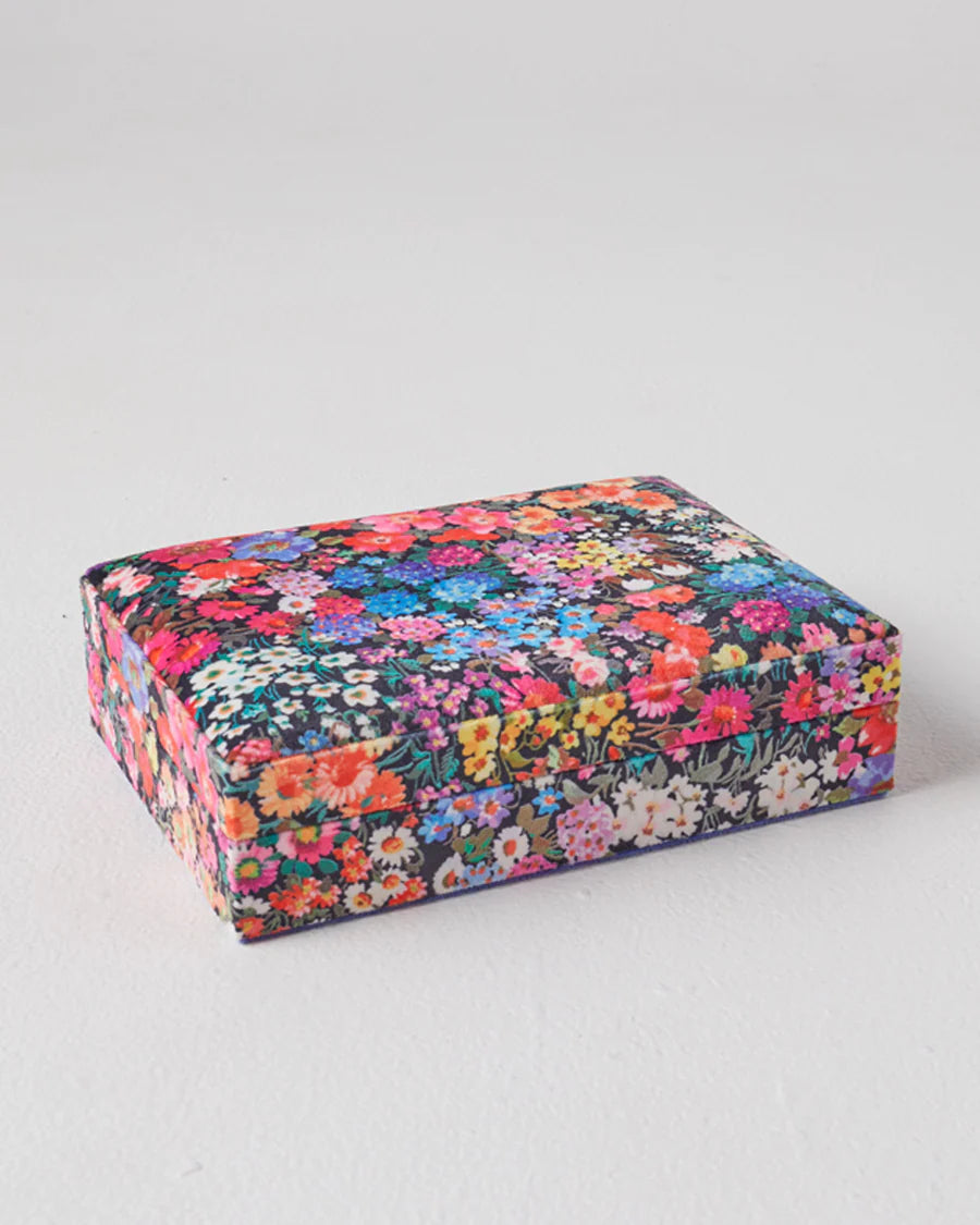 Kip & Co HOME  | Forever Floral black velvet jewellery box- small
