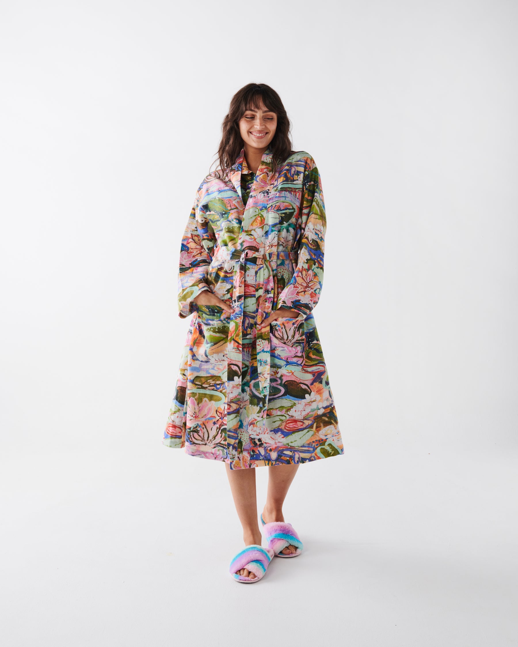 Kip & Co X Kezz Brett LADIES | Waterlily Waterway Linen Robe