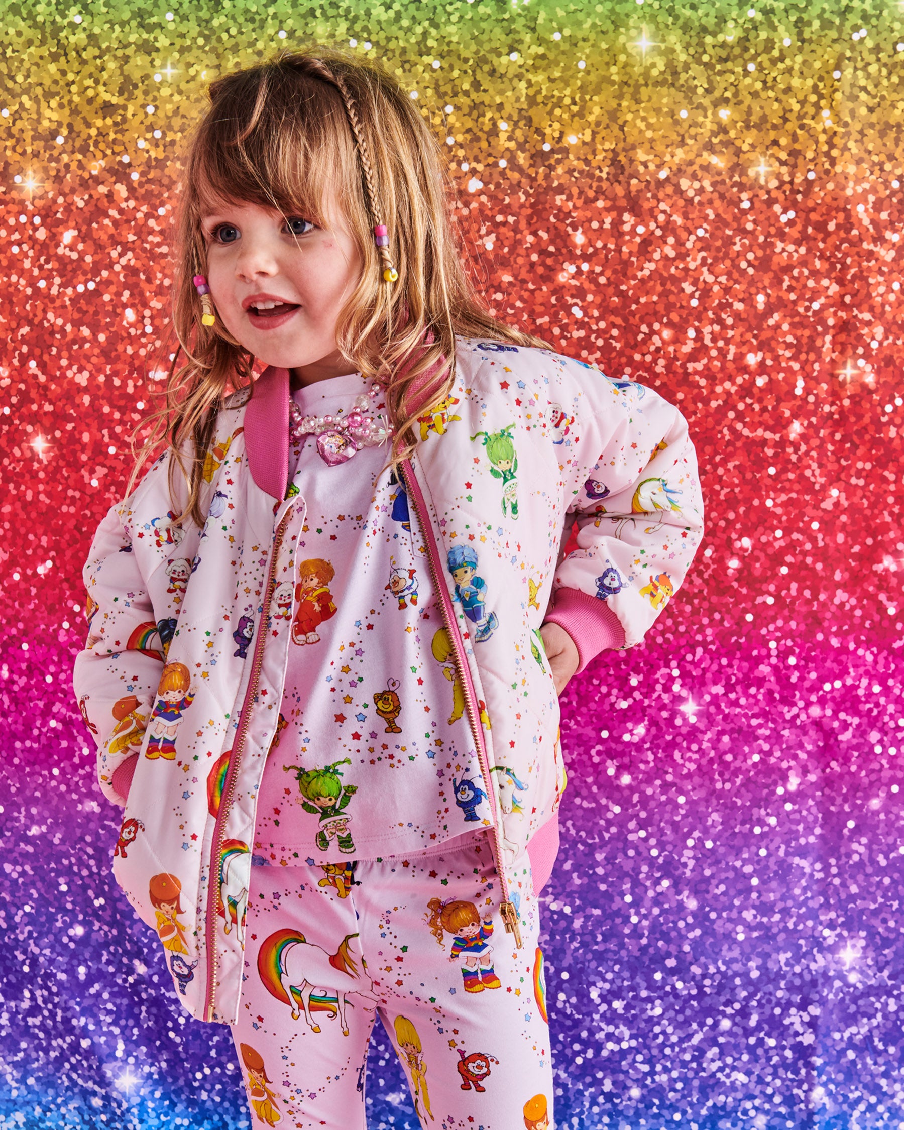 Kip & Co X Rainbow Brite | Rainbow Brite Star Shower Bomber Jacket.